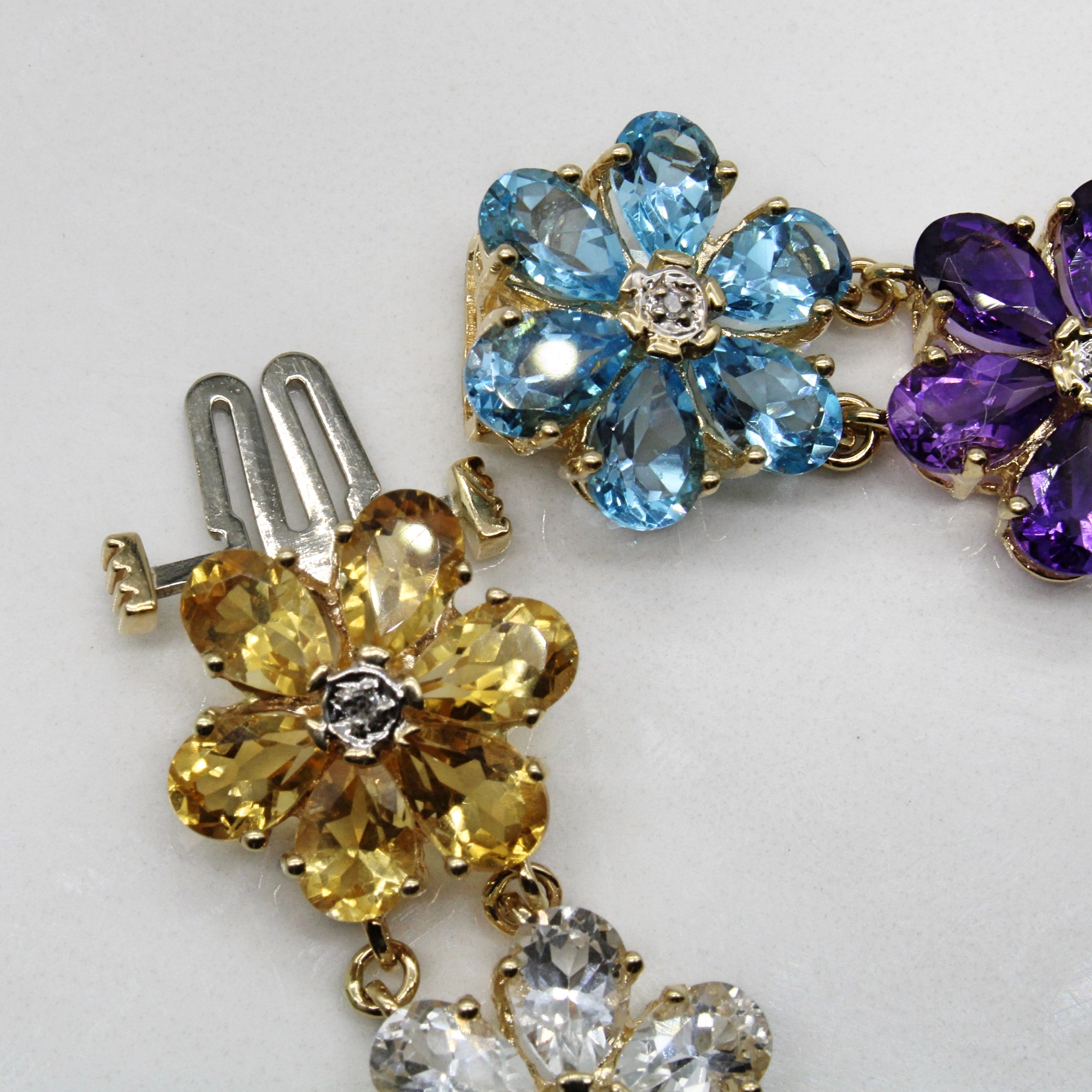 Multi Gem Flower Bracelet | 27.63ctw | 7" |
