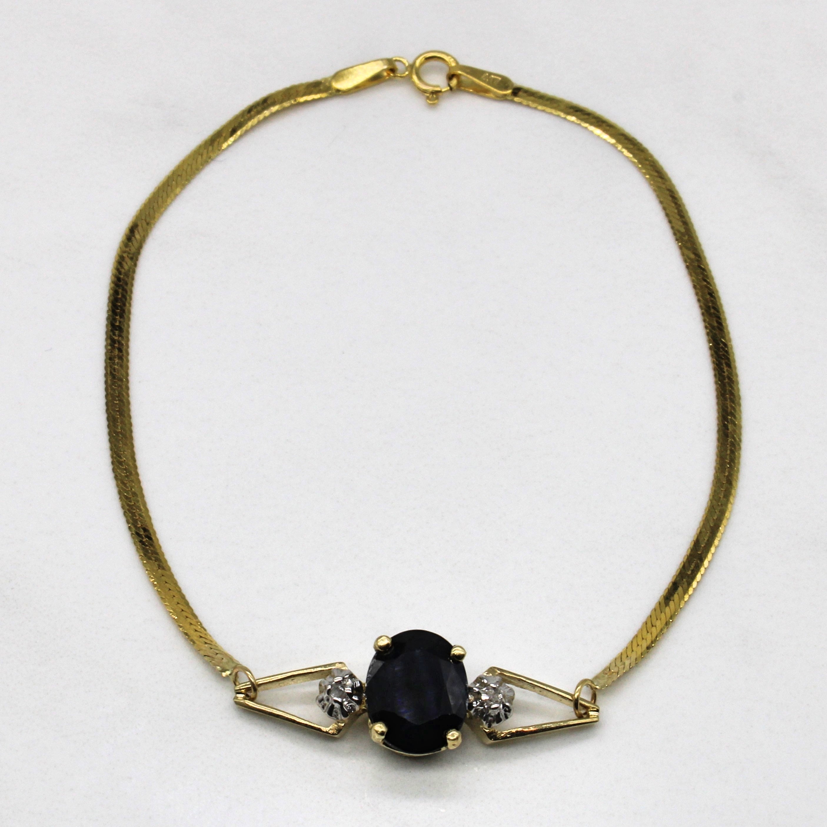 Sapphire & Diamond Herringbone Bracelet | 1.60ct, 0.02ctw | 7" |