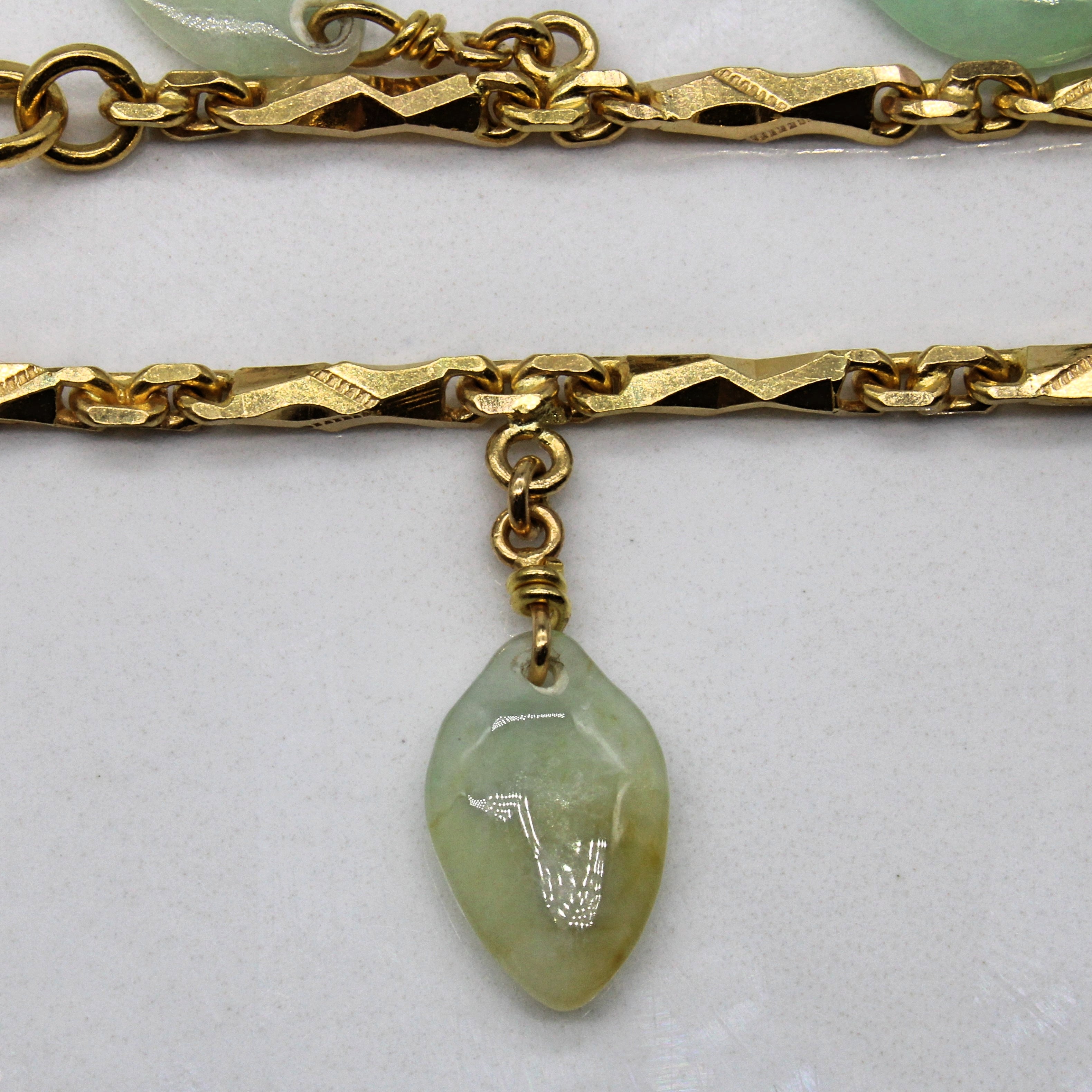 Jadeite Leaf Charm Bracelet | 3.90ctw | 6" |