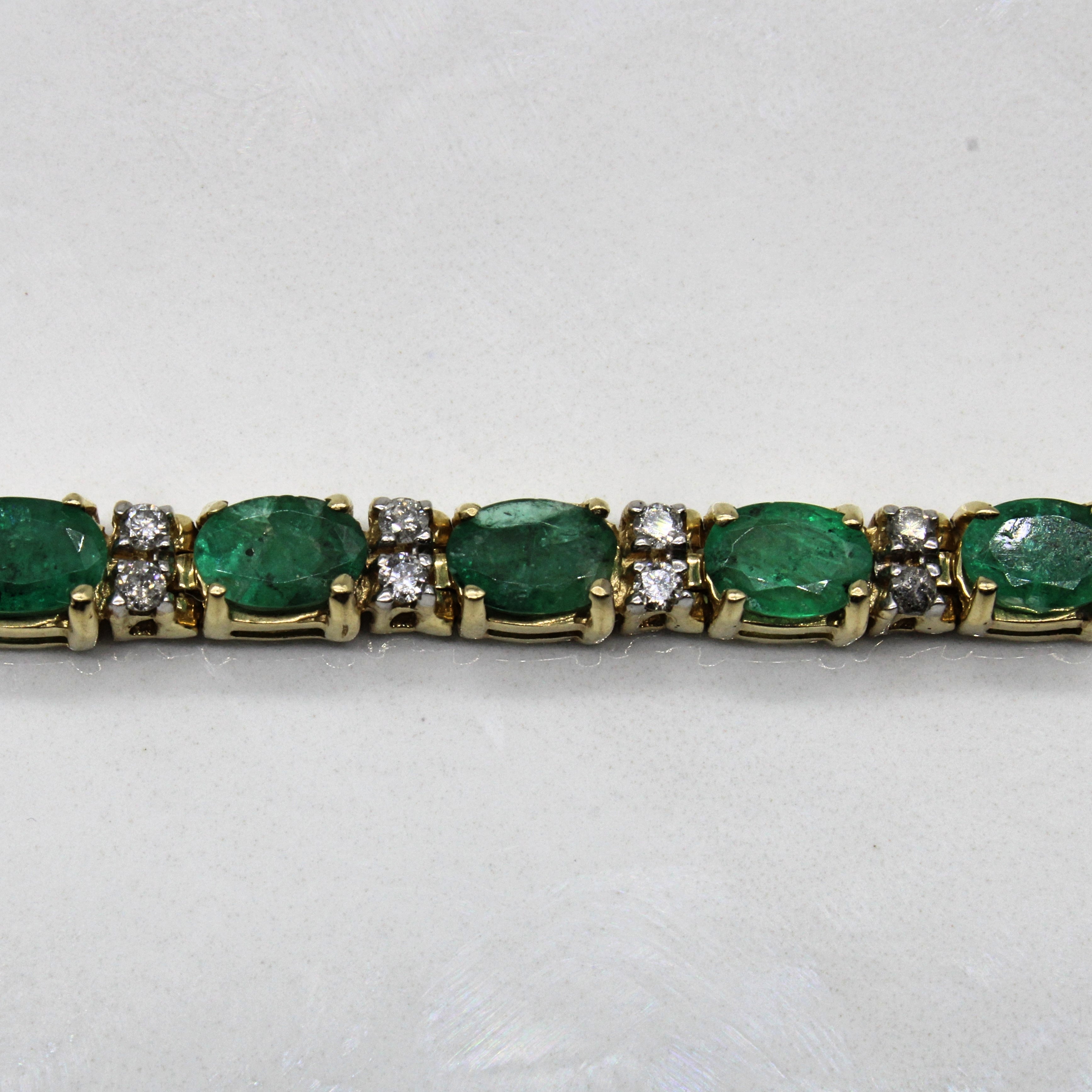 Emerald & Diamond Bracelet | 1.25ctw, 0.16ctw | 7" |