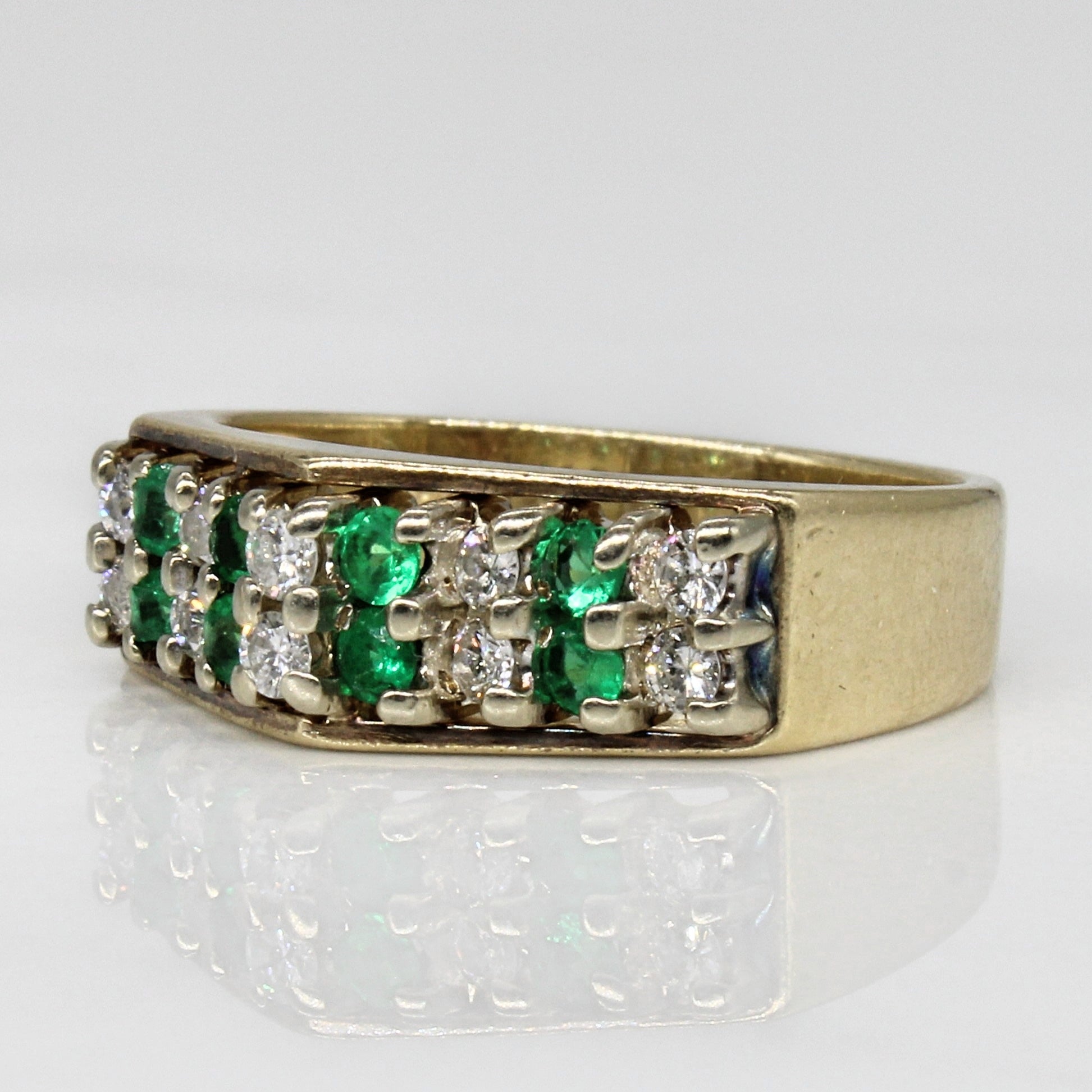 Diamond & Emerald Peaked Ring | 0.22ctw, 0.12ctw | SZ 6.75 |