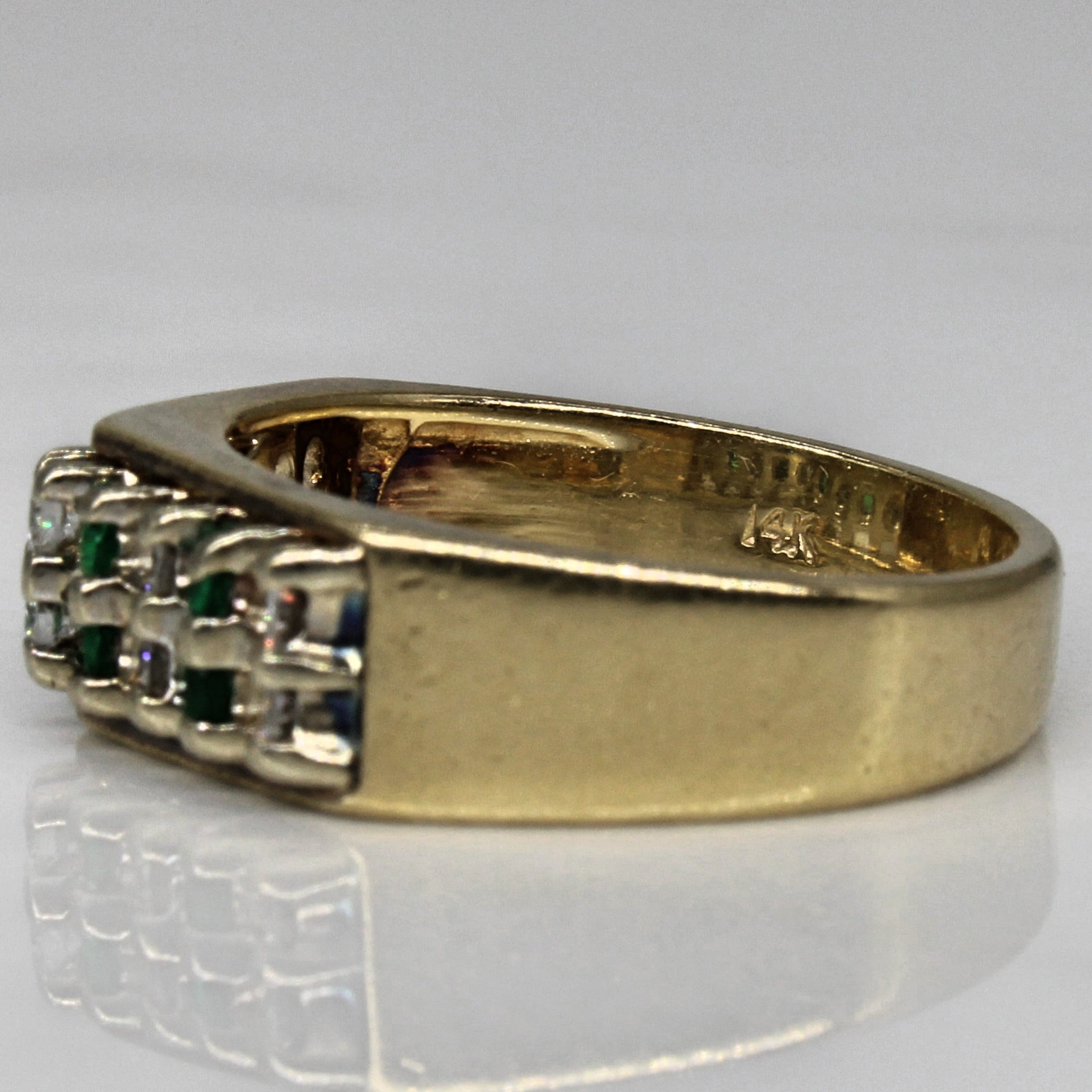 Diamond & Emerald Peaked Ring | 0.22ctw, 0.12ctw | SZ 6.75 |