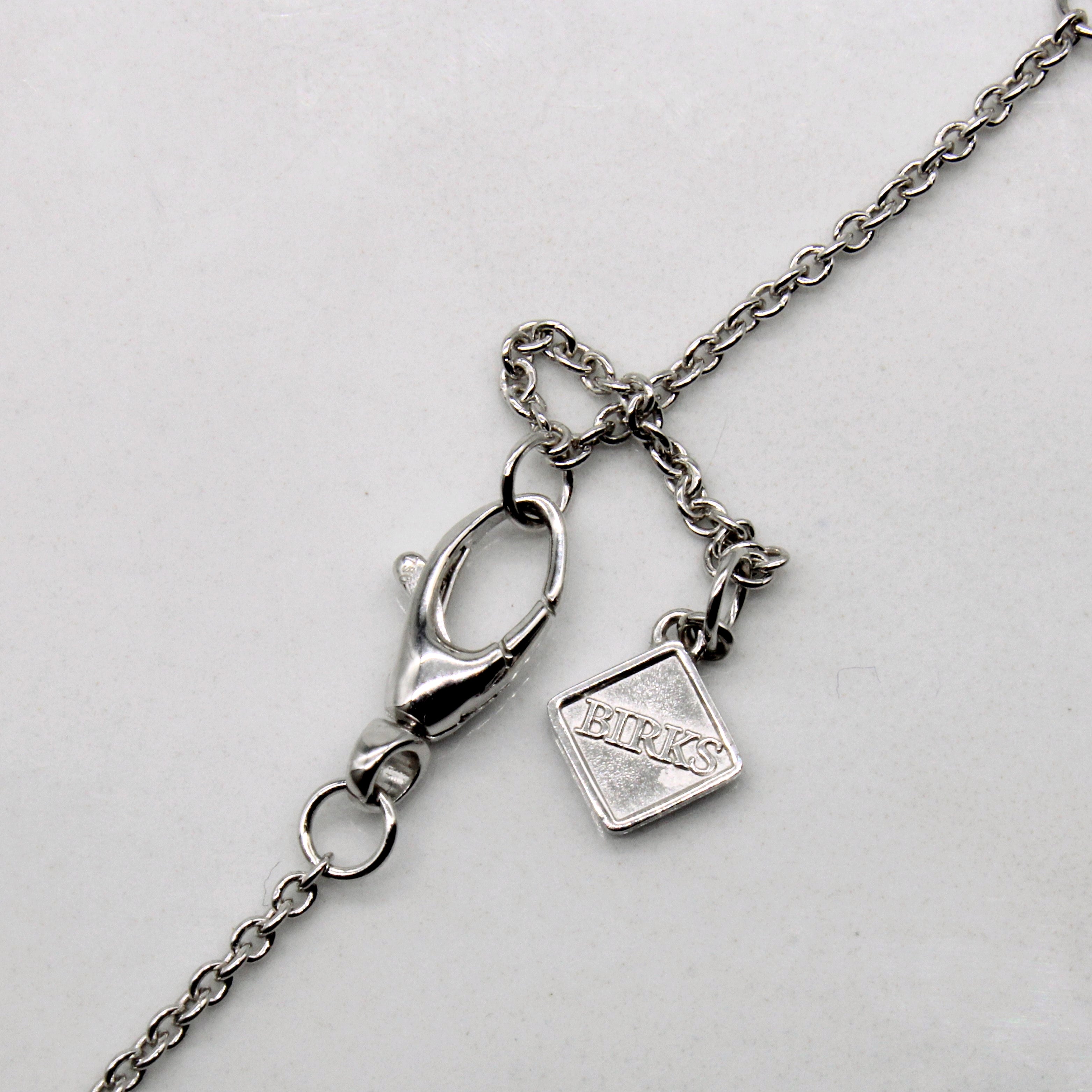 Ensemble boucles d'oreilles et collier Birks en diamants et perles | 0,15 ct | 40,6 cm |