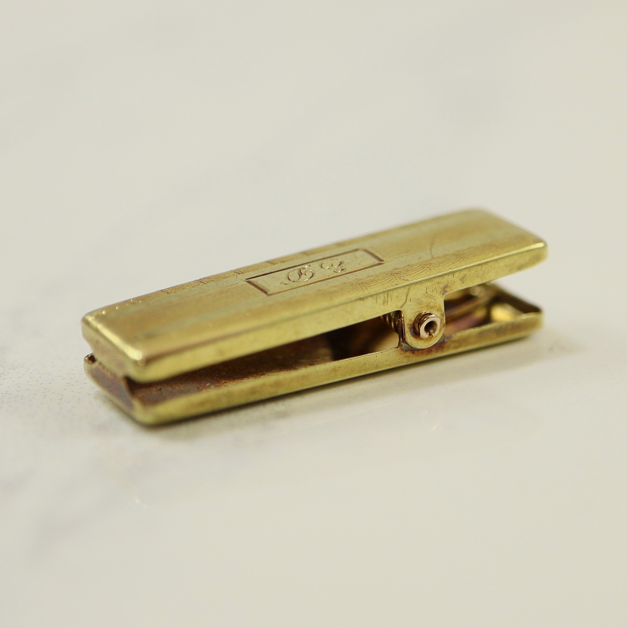 1930s Engraved Initial 'E.D.' Suspenders Clip |