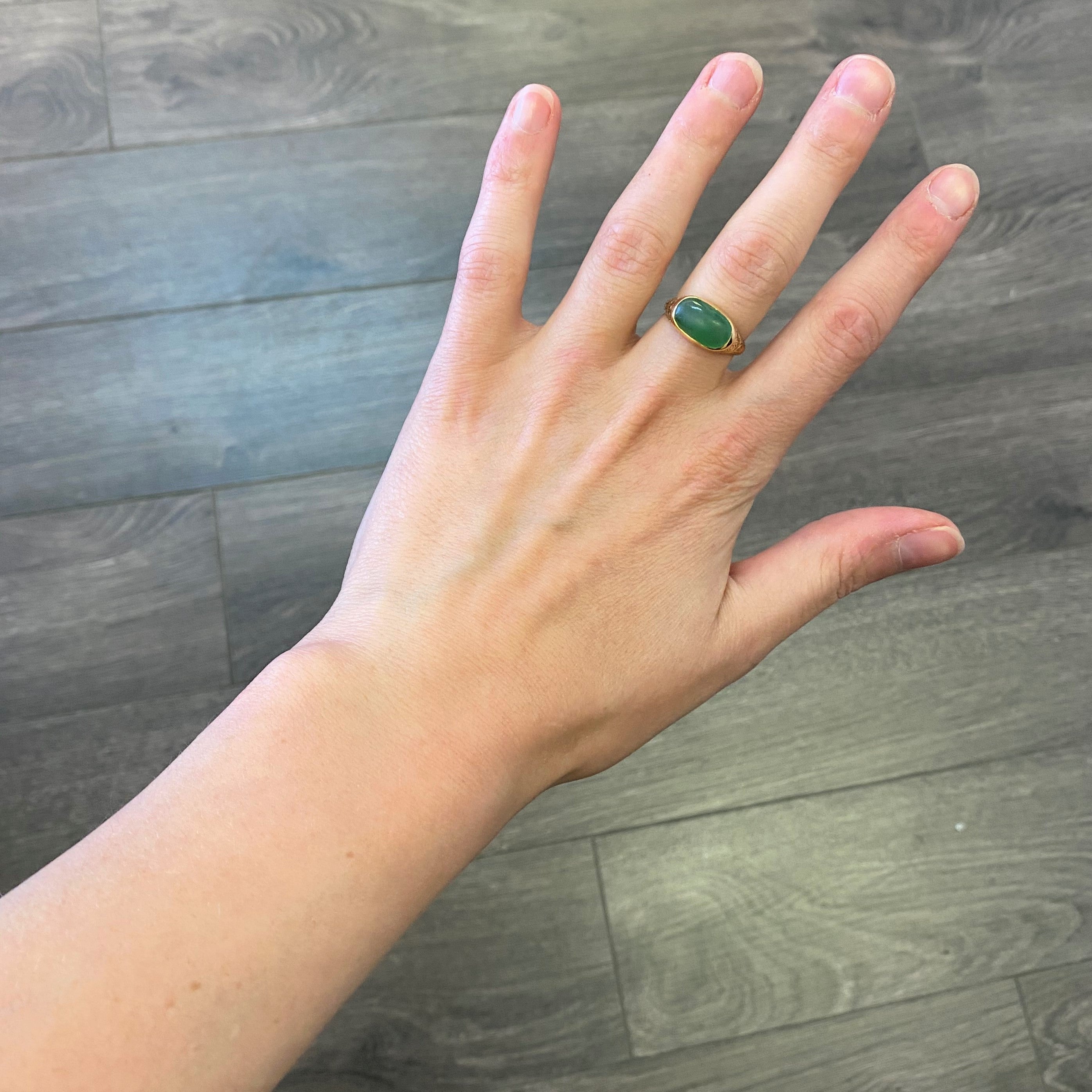 Detailed Jadeite Cabochon Ring | 3.90ct | SZ 6.75 |