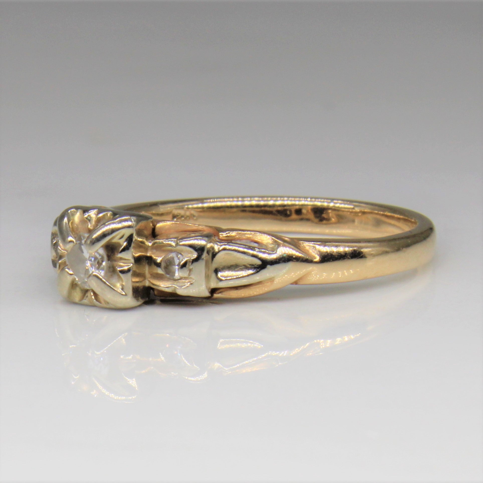 Bague en diamant style rétro | 0,10 ct | Taille 5,25 |