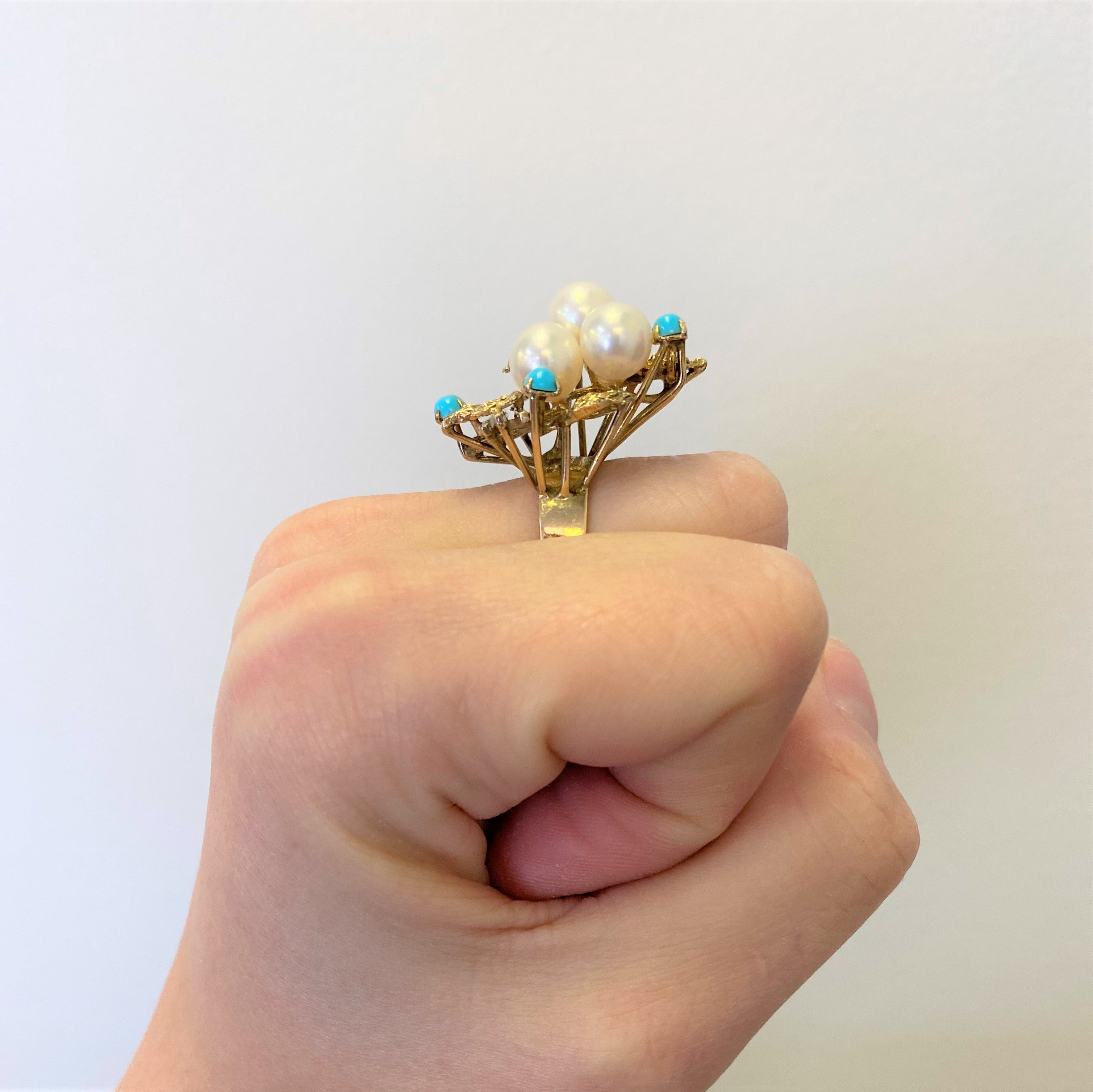 High Set Pearl & Turquoise Ring | SZ 7.25 |