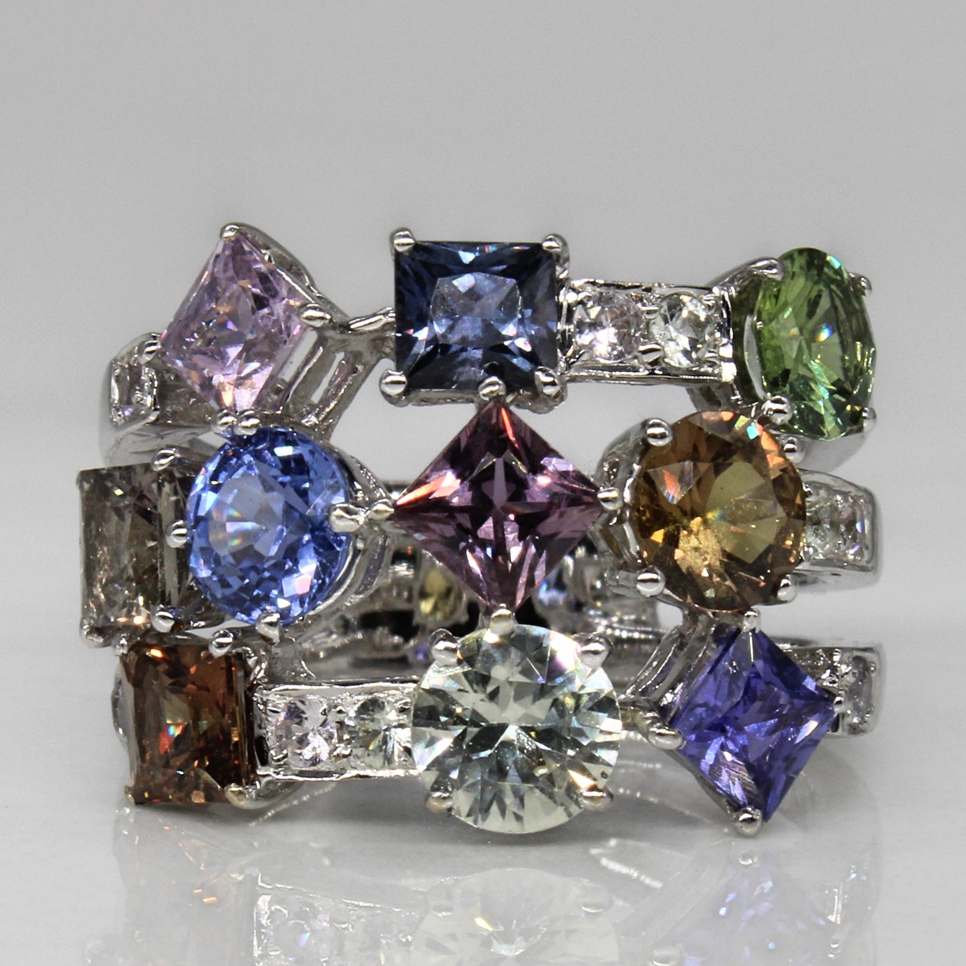 Natural & Synthetic Sapphire Cocktail Ring | 5.30ctw | SZ 6.25 |
