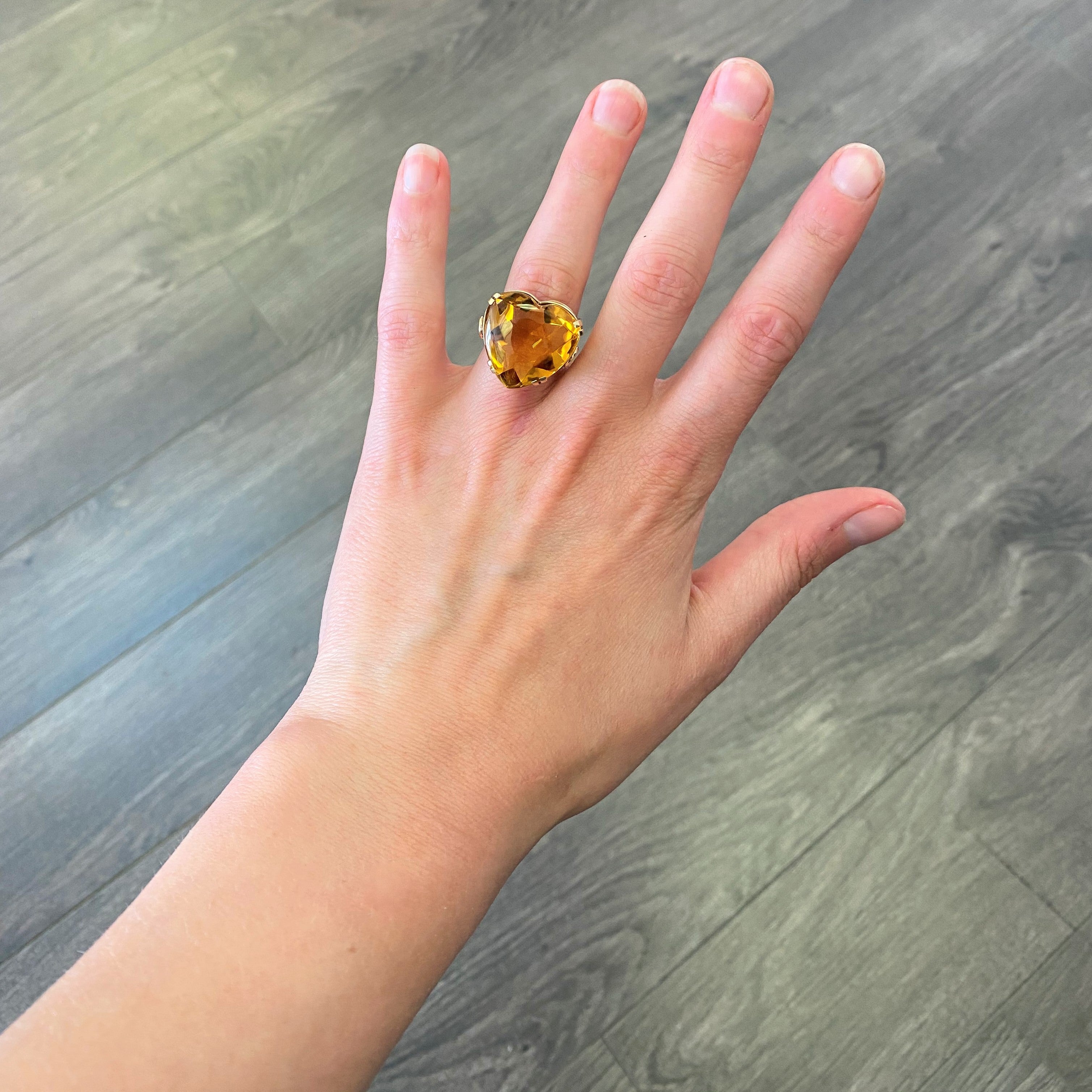 Citrine Heart Cocktail Ring | 30.00ct | SZ 6 |