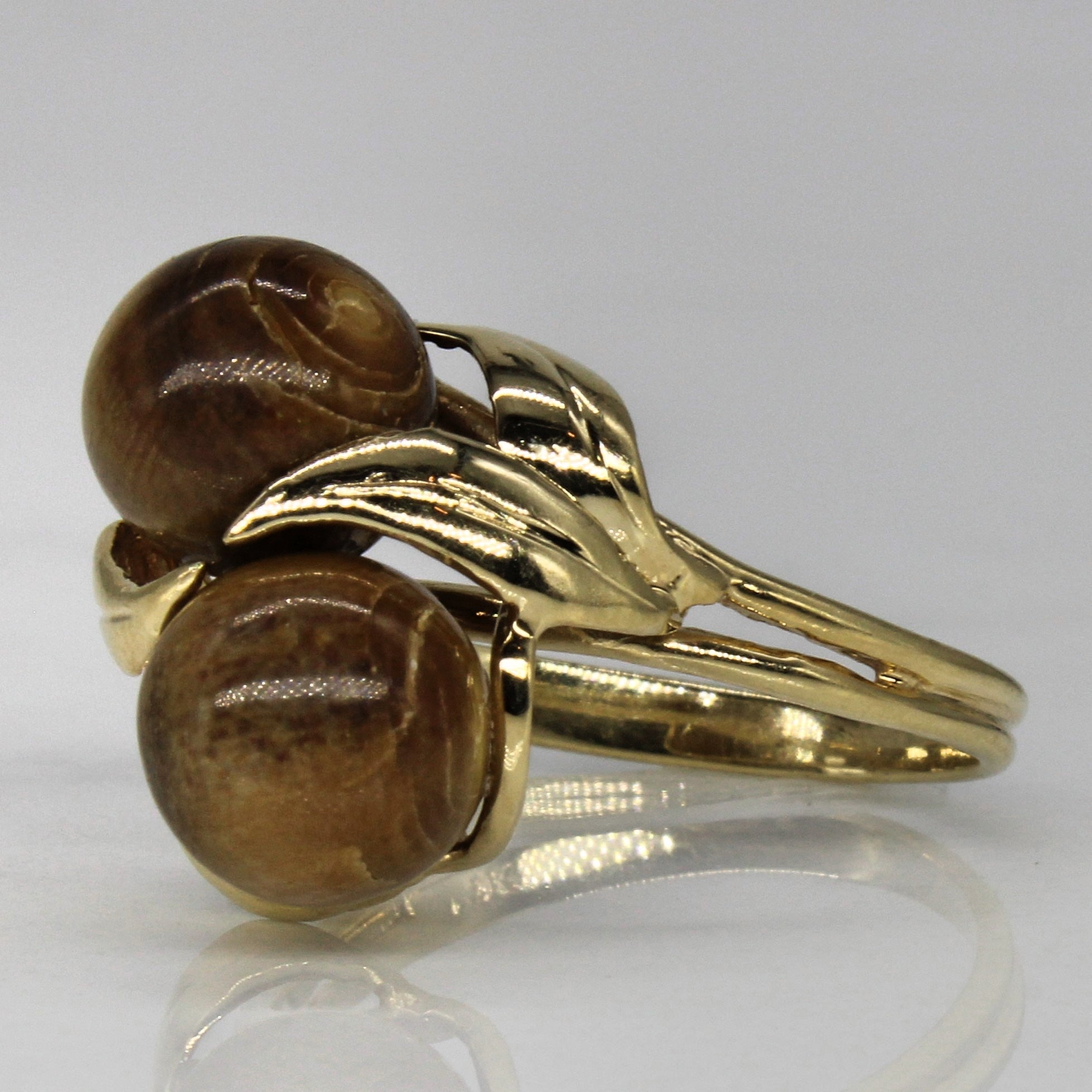 Tigers Eye Quartz Bypass Ring | 5.00ctw | SZ 6.5 |
