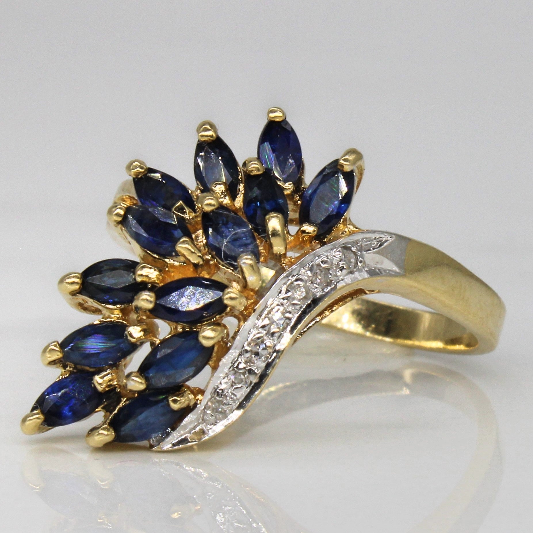 Sapphire & Diamond Cascade Ring | 1.00ctw, 0.03ctw | SZ 6.5 |