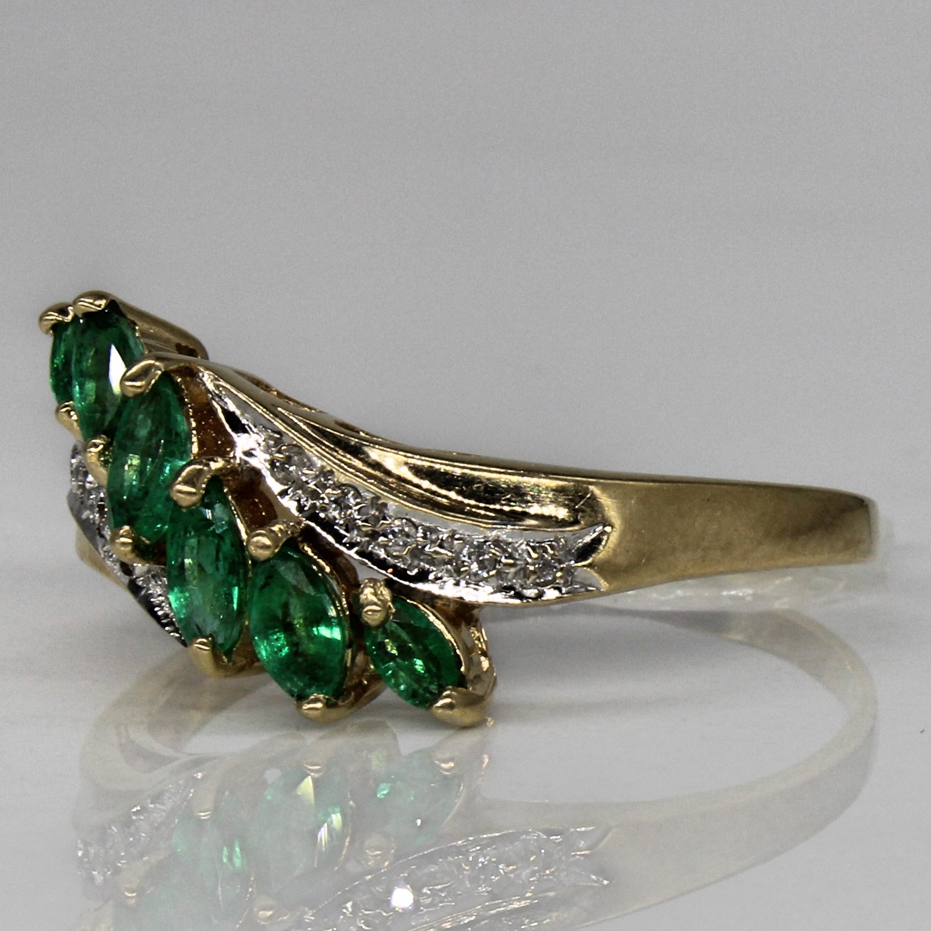 Cascading Emerald & Diamond Ring | 0.50ctw, 0.05ctw | SZ 11.5 |