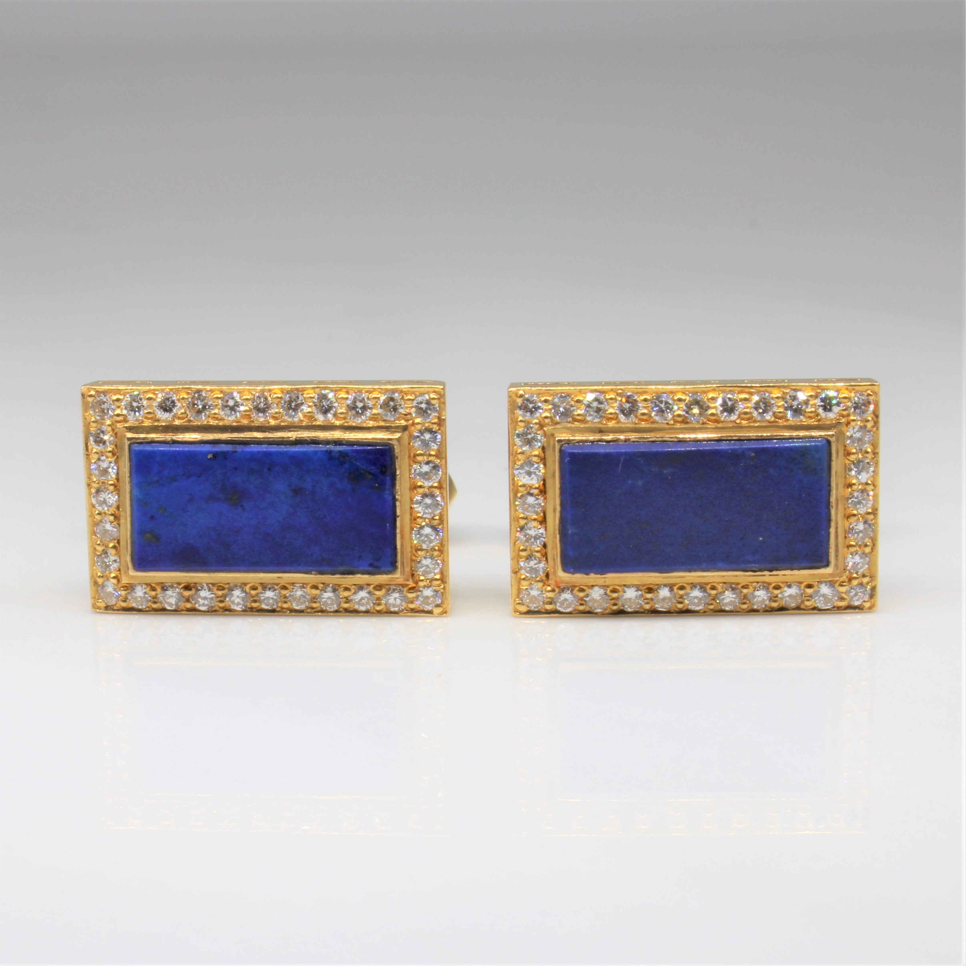 Lapis & Diamond Cufflinks | 4.00ctw, 1.00ctw |