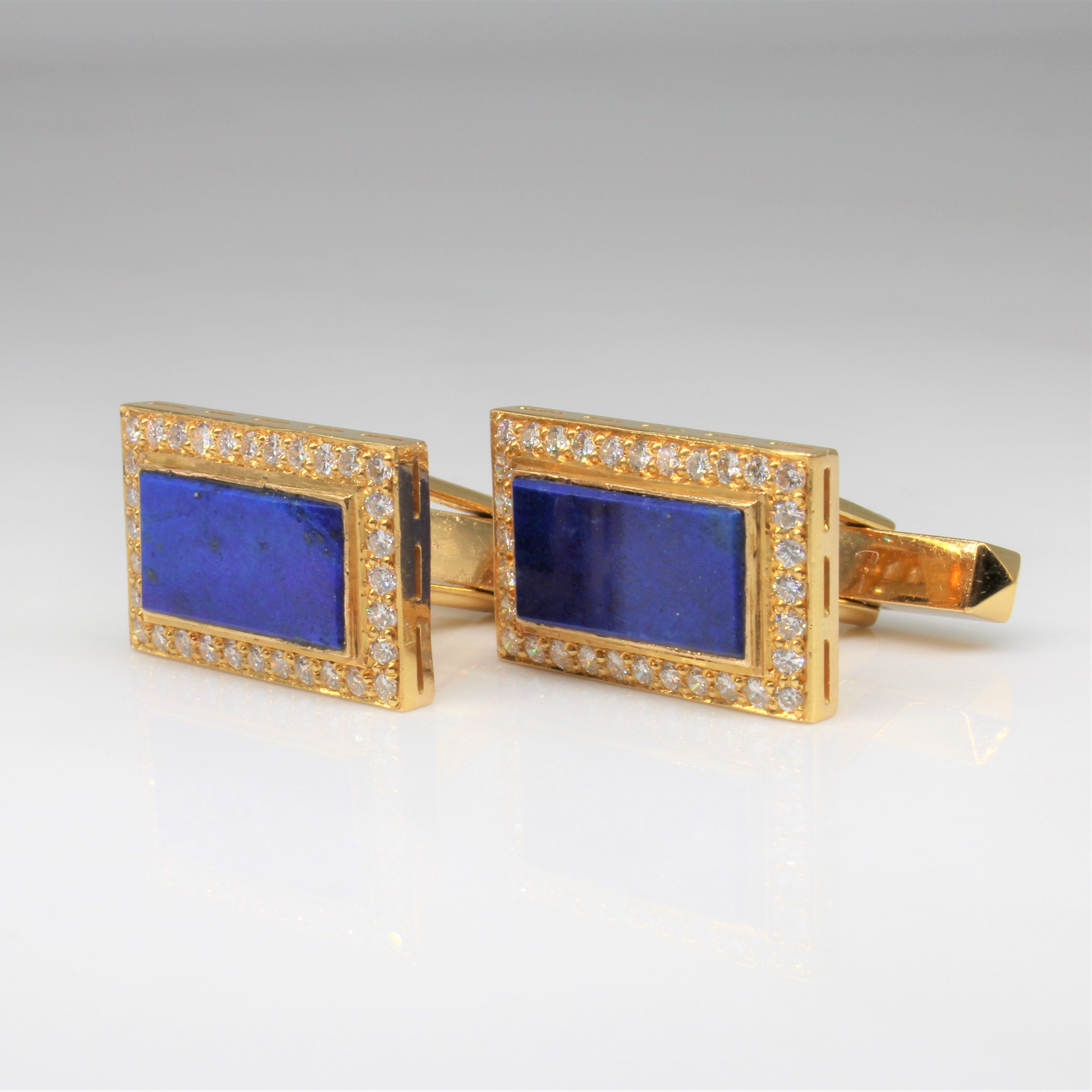 Lapis & Diamond Cufflinks | 4.00ctw, 1.00ctw |