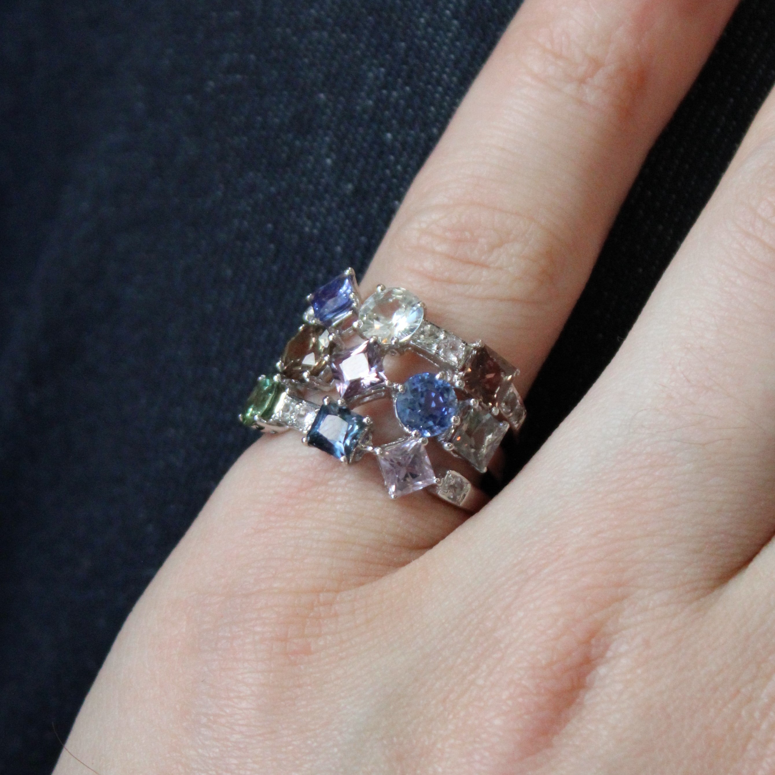 Natural & Synthetic Sapphire Cocktail Ring | 5.30ctw | SZ 6.25 |
