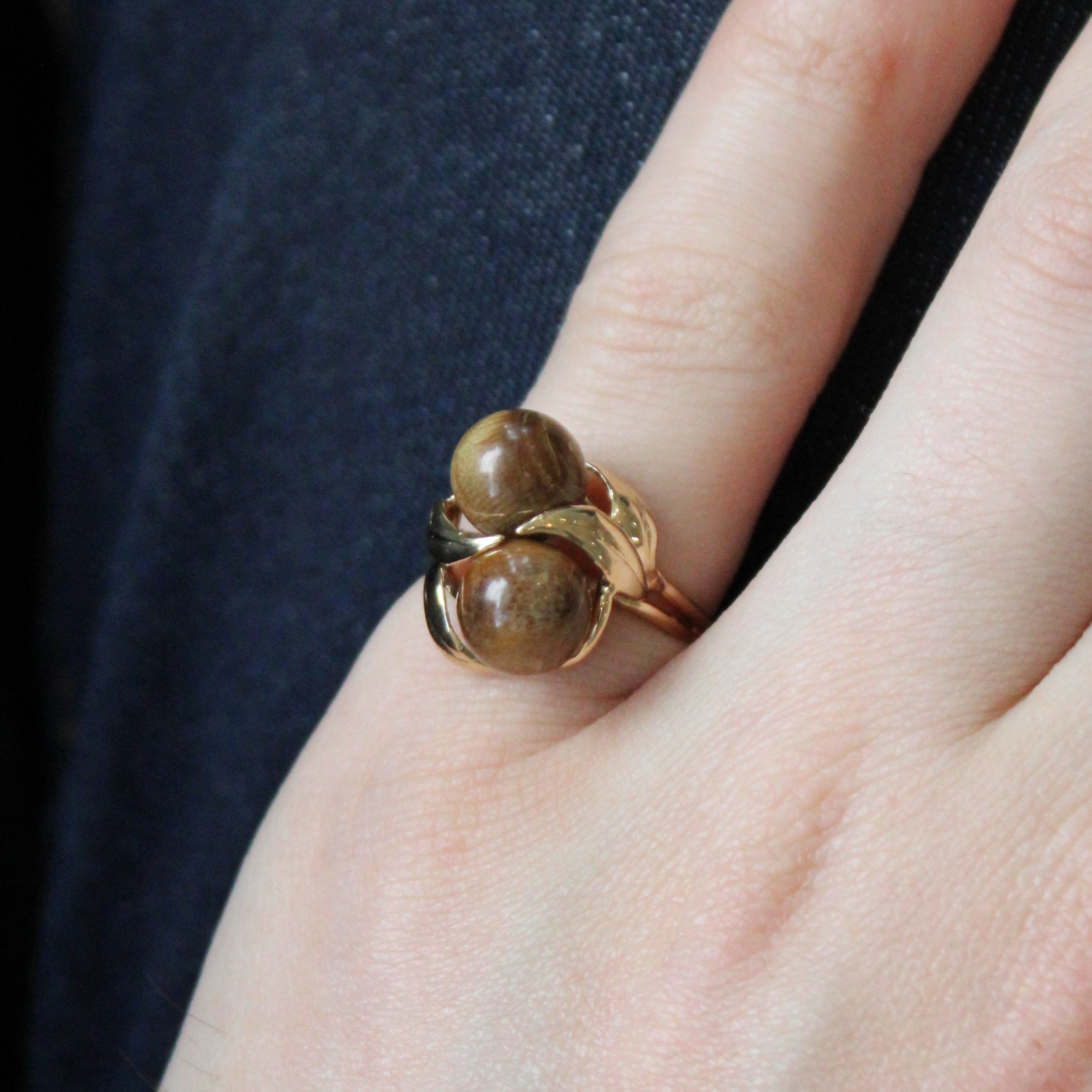Tigers Eye Quartz Bypass Ring | 5.00ctw | SZ 6.5 |