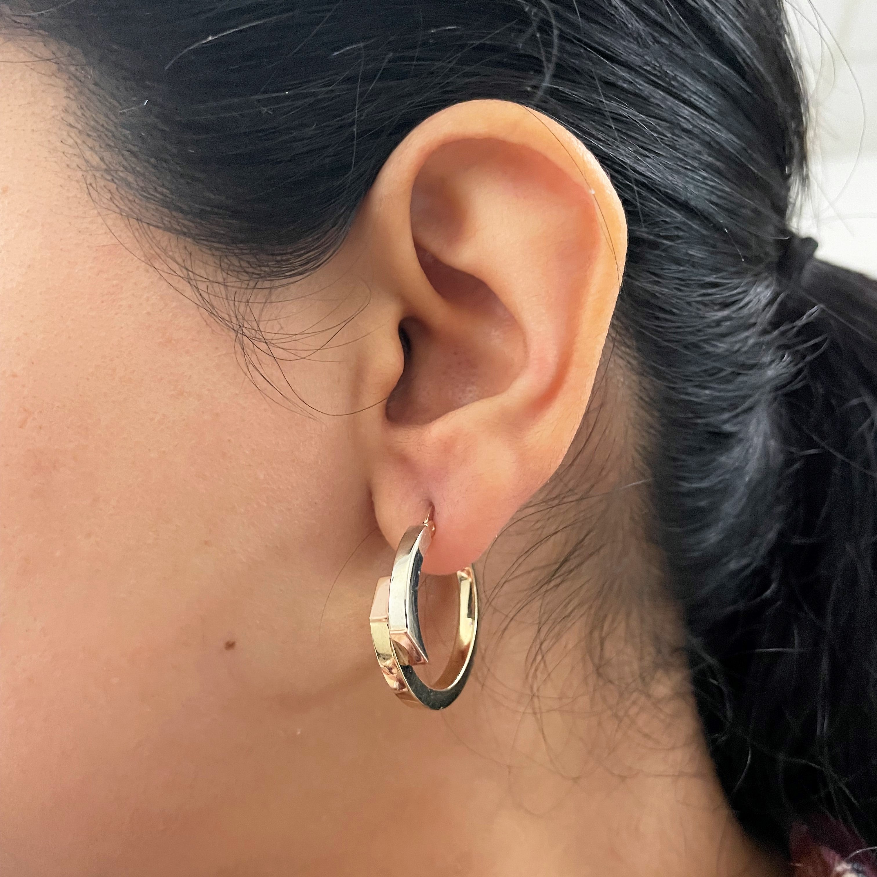 Two Tone Bypass Hoop Earrings |