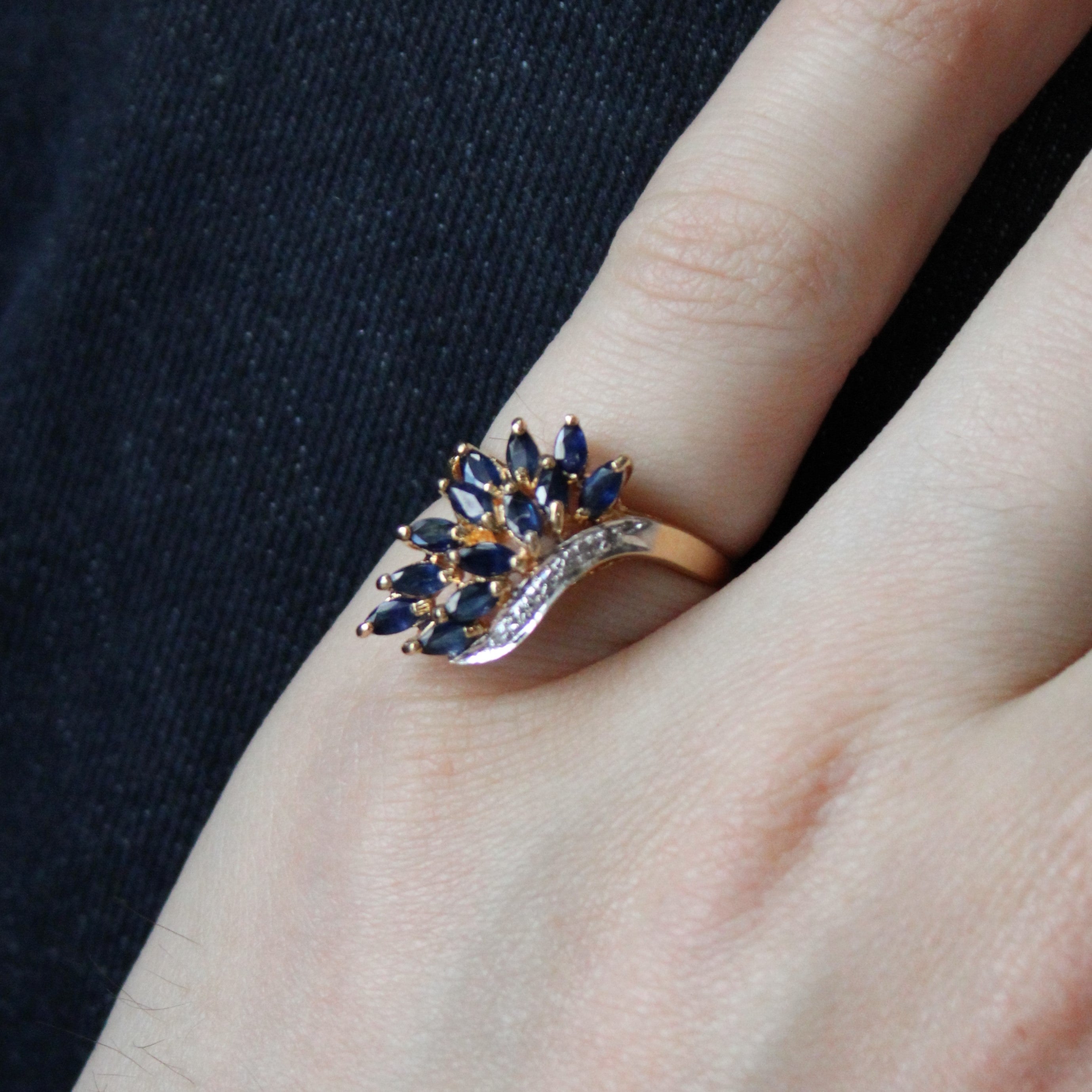 Sapphire & Diamond Cascade Ring | 1.00ctw, 0.03ctw | SZ 6.5 |