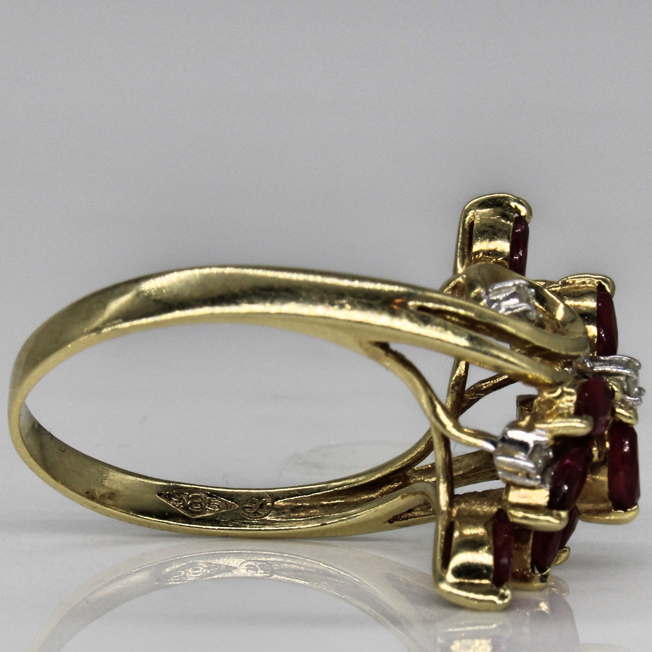 Synthetic Ruby & Diamond Cascade Ring | 1.32ctw, 0.06ctw | SZ 8 |