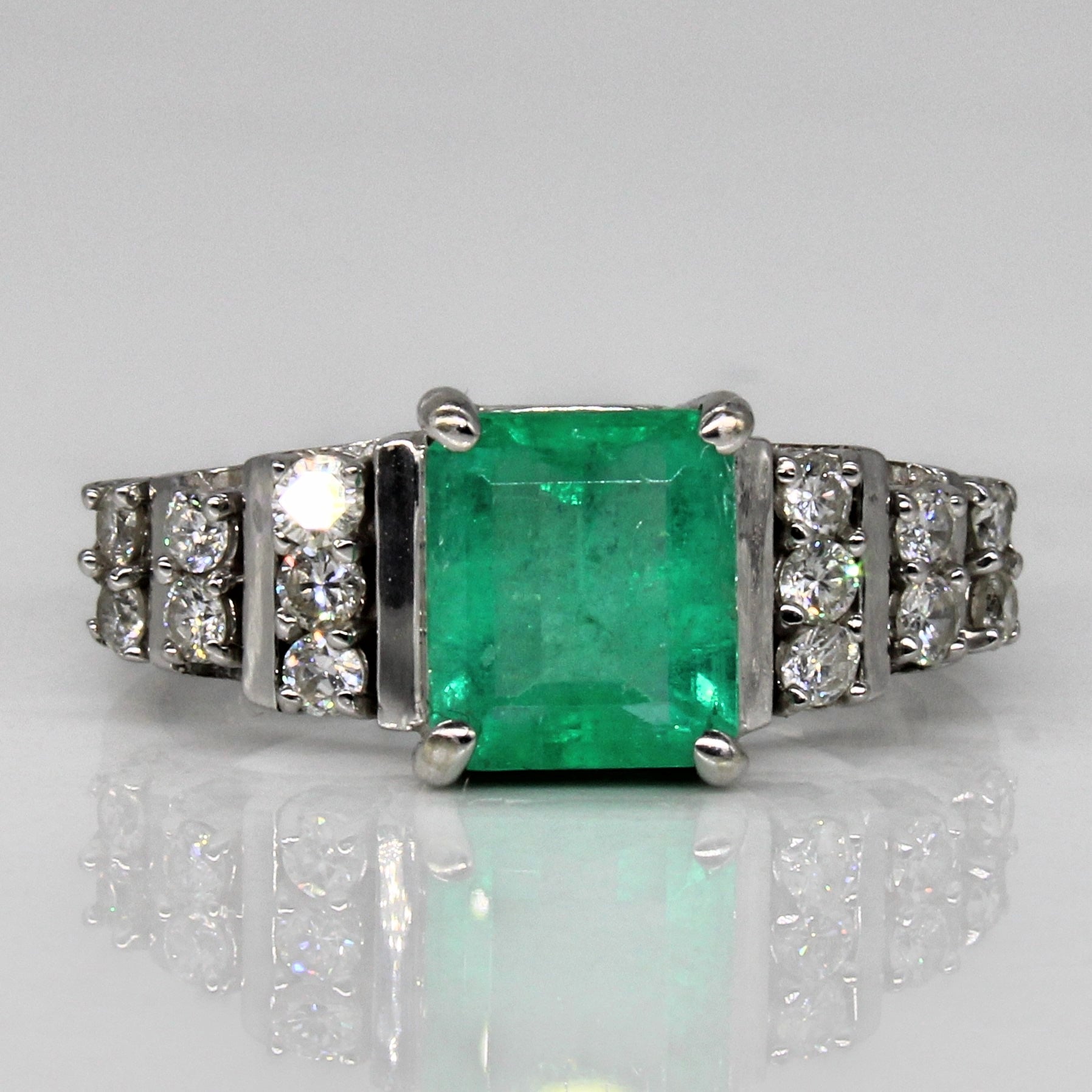 Emerald & Diamond Ring | 1.45ct, 0.50ctw | SZ 8 |