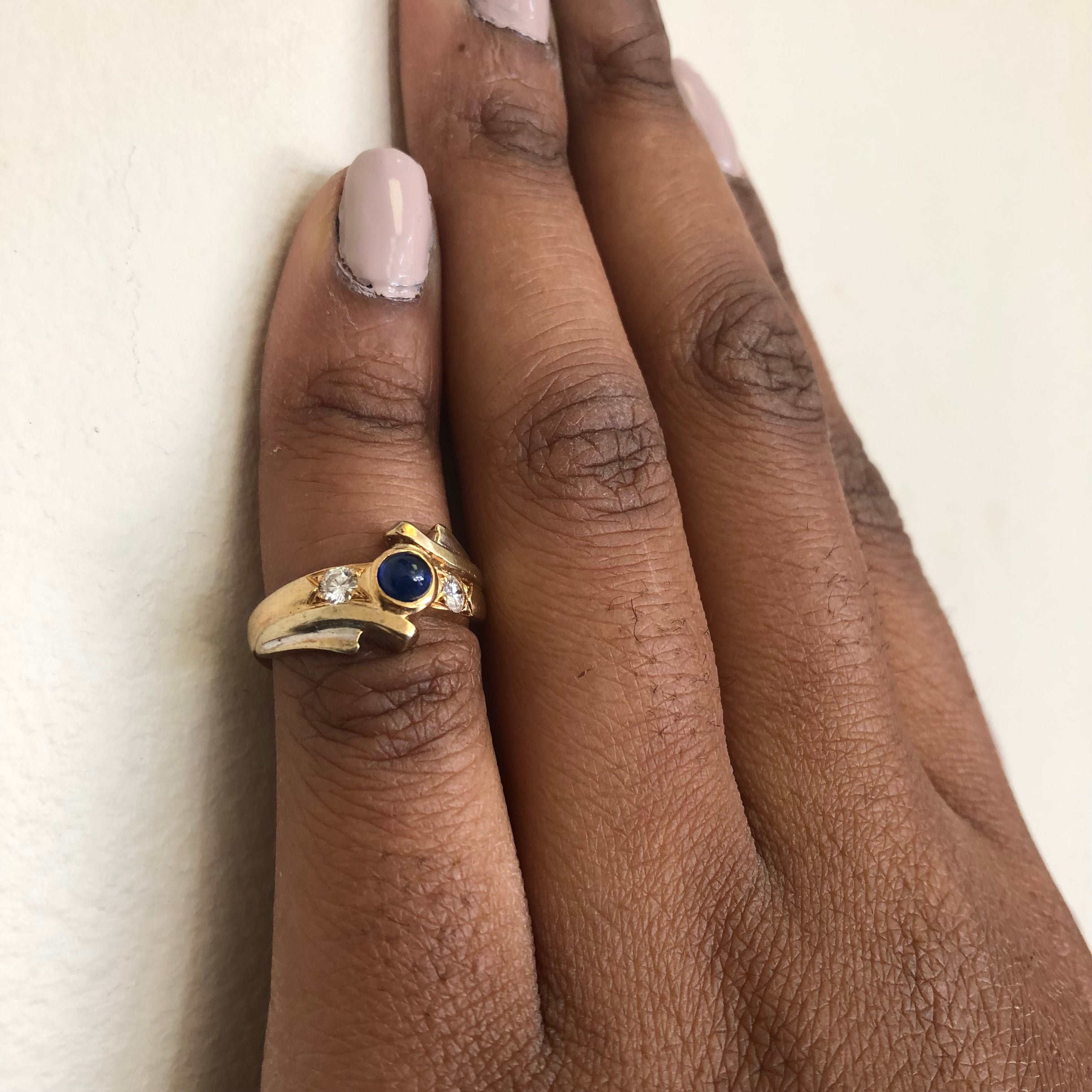 Diamond & Sapphire Bypass Ring | 0.18ctw, 0.50ct | SZ 3.75 |