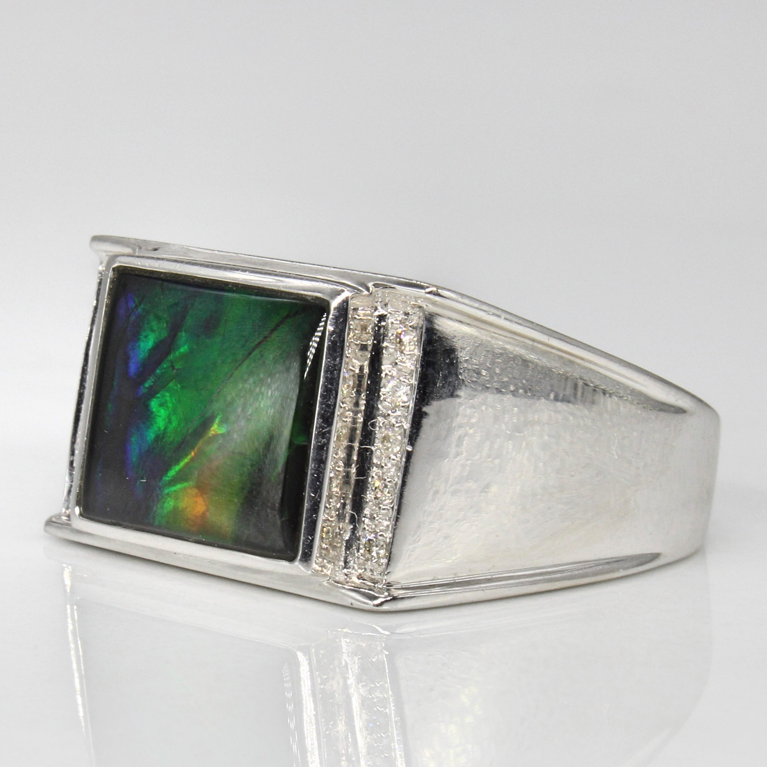 Ammolite & Diamond Cocktail Ring | 1.50ct, 0.08ctw | SZ 10 |