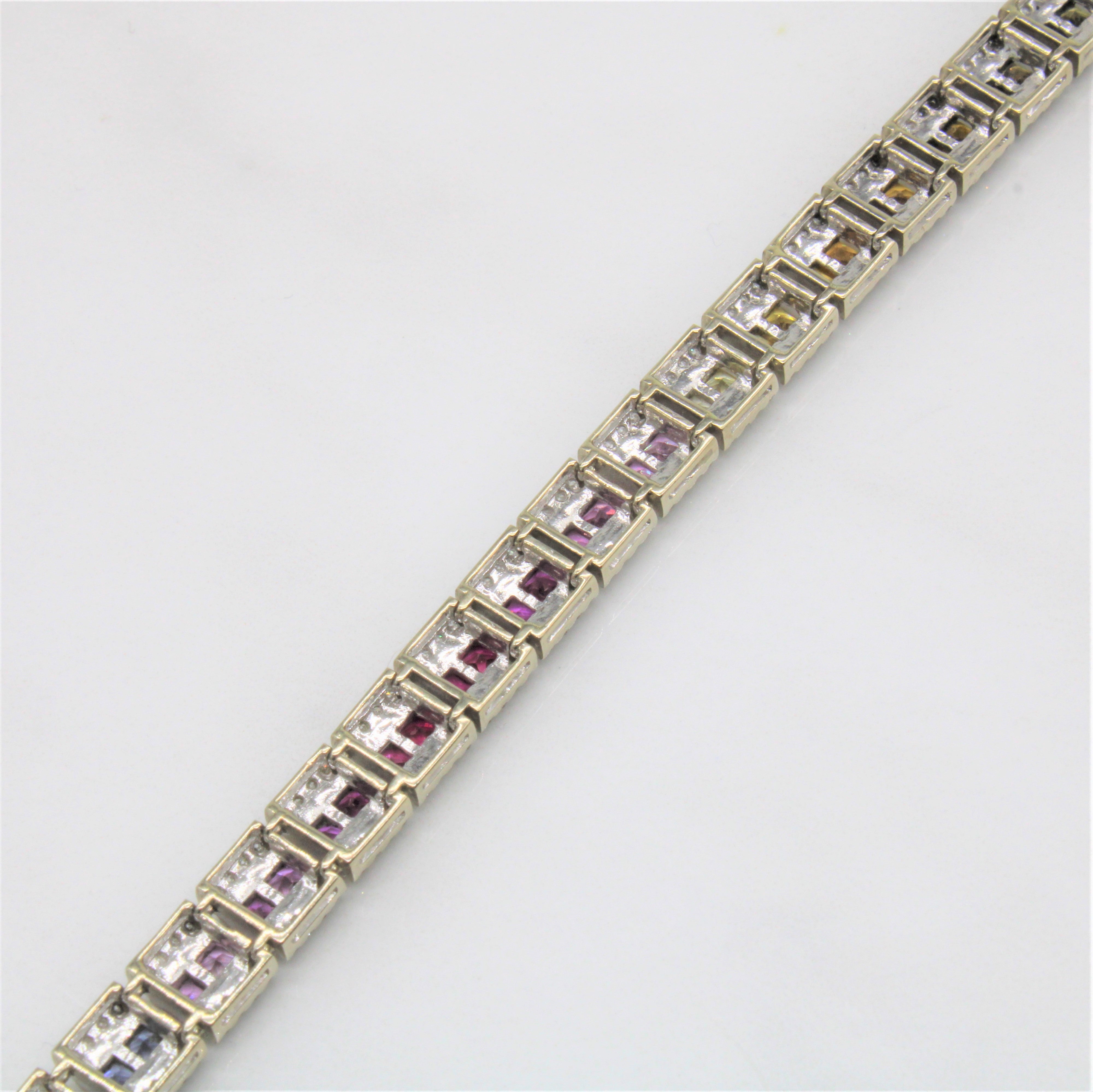 Rainbow Sapphire Gemstone Bracelet | 9.00ctw, 1.28ctw | 7.75" |