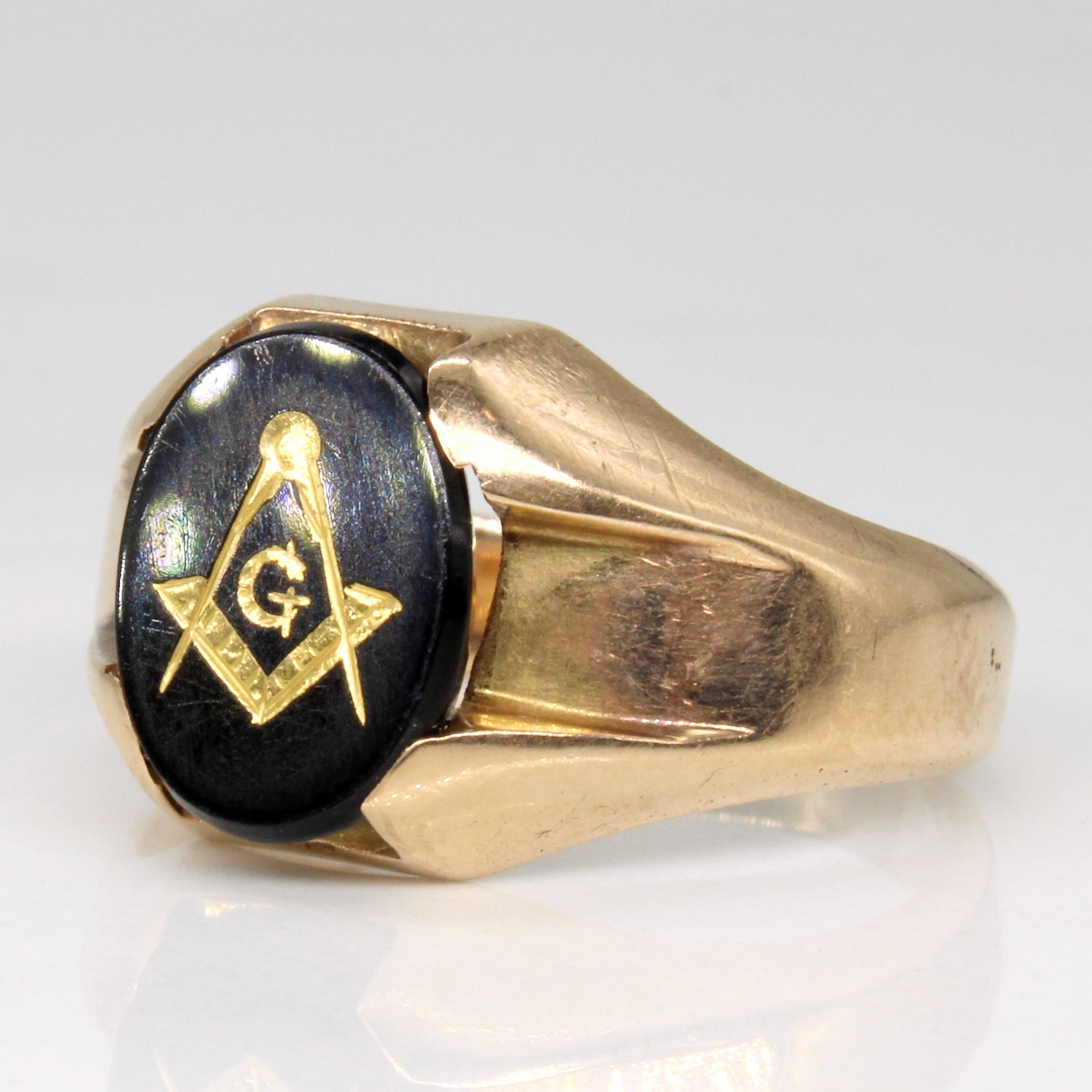 Birks' Black Onyx Free Masons Ring | 1.25ct | SZ 8 |