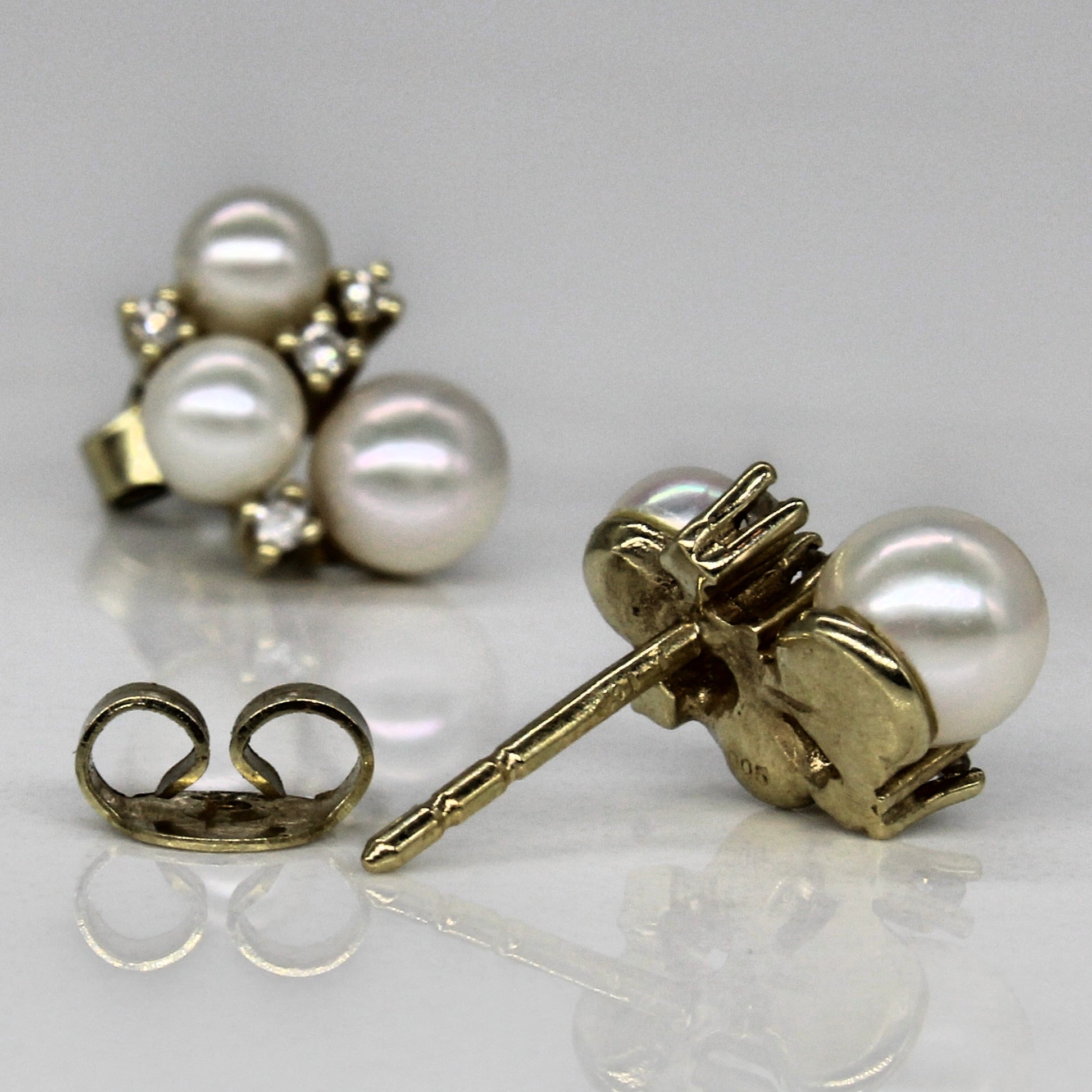 Pearl & Diamond Cluster Earrings | 0.04ctw |