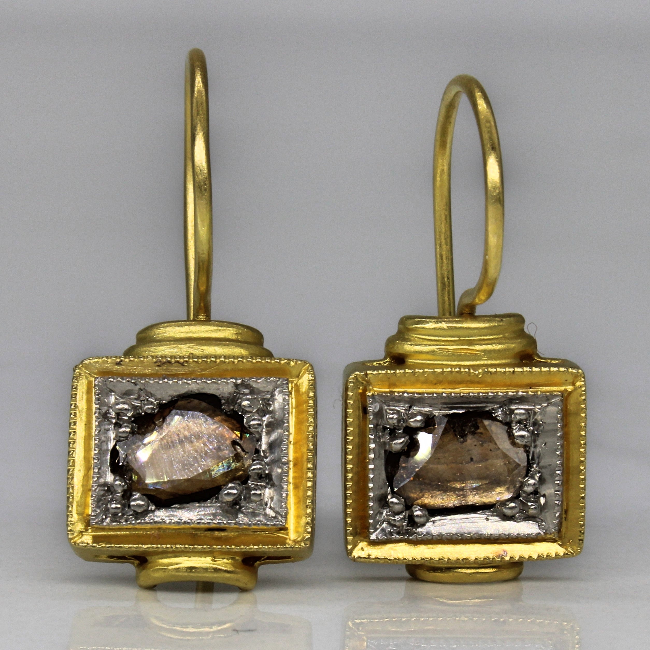 Boucles d'oreilles portrait en diamant champagne style milieu du siècle | 0,15 ct au total |