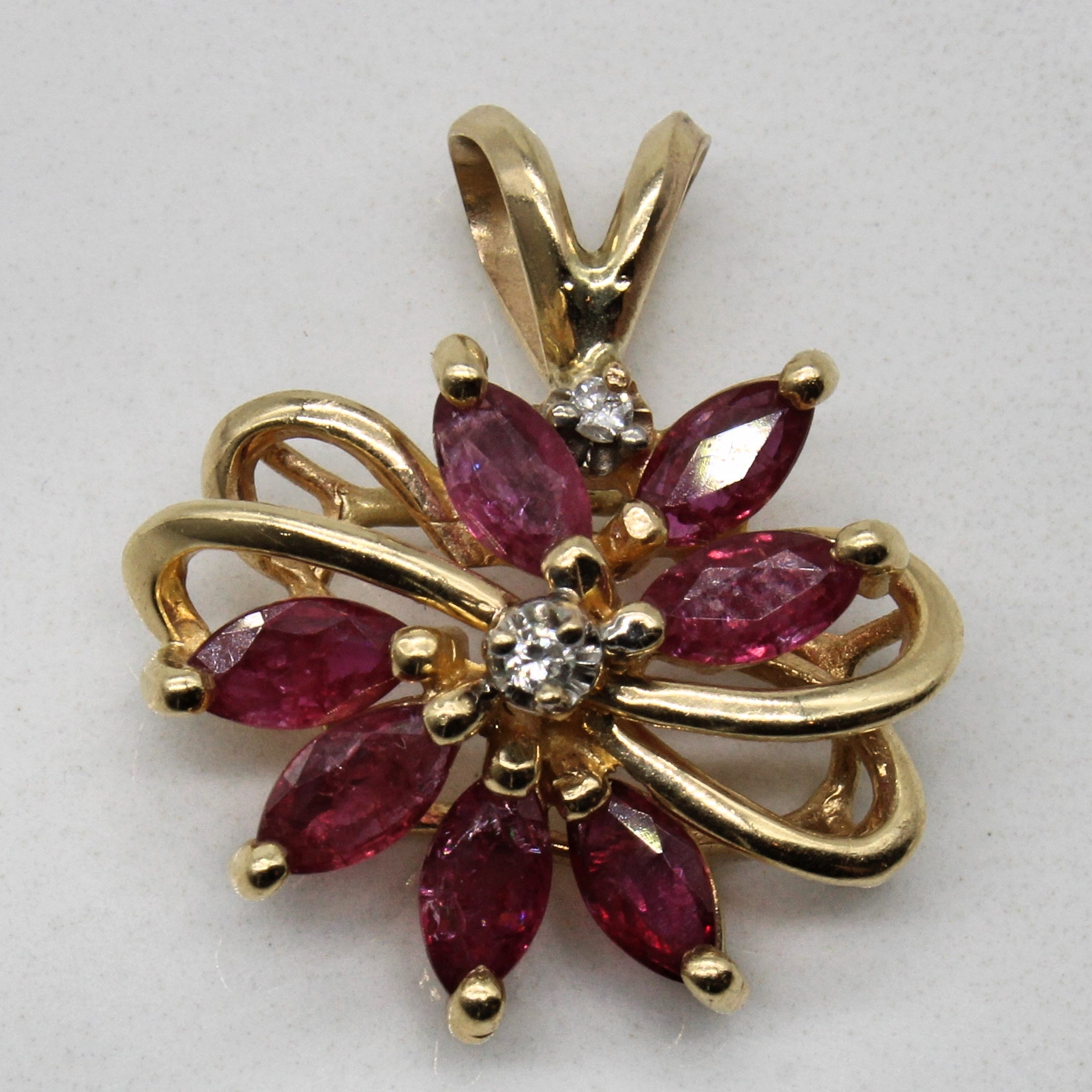 Synthetic Ruby & Diamond Pendant | 1.05ctw, 0.03ctw |