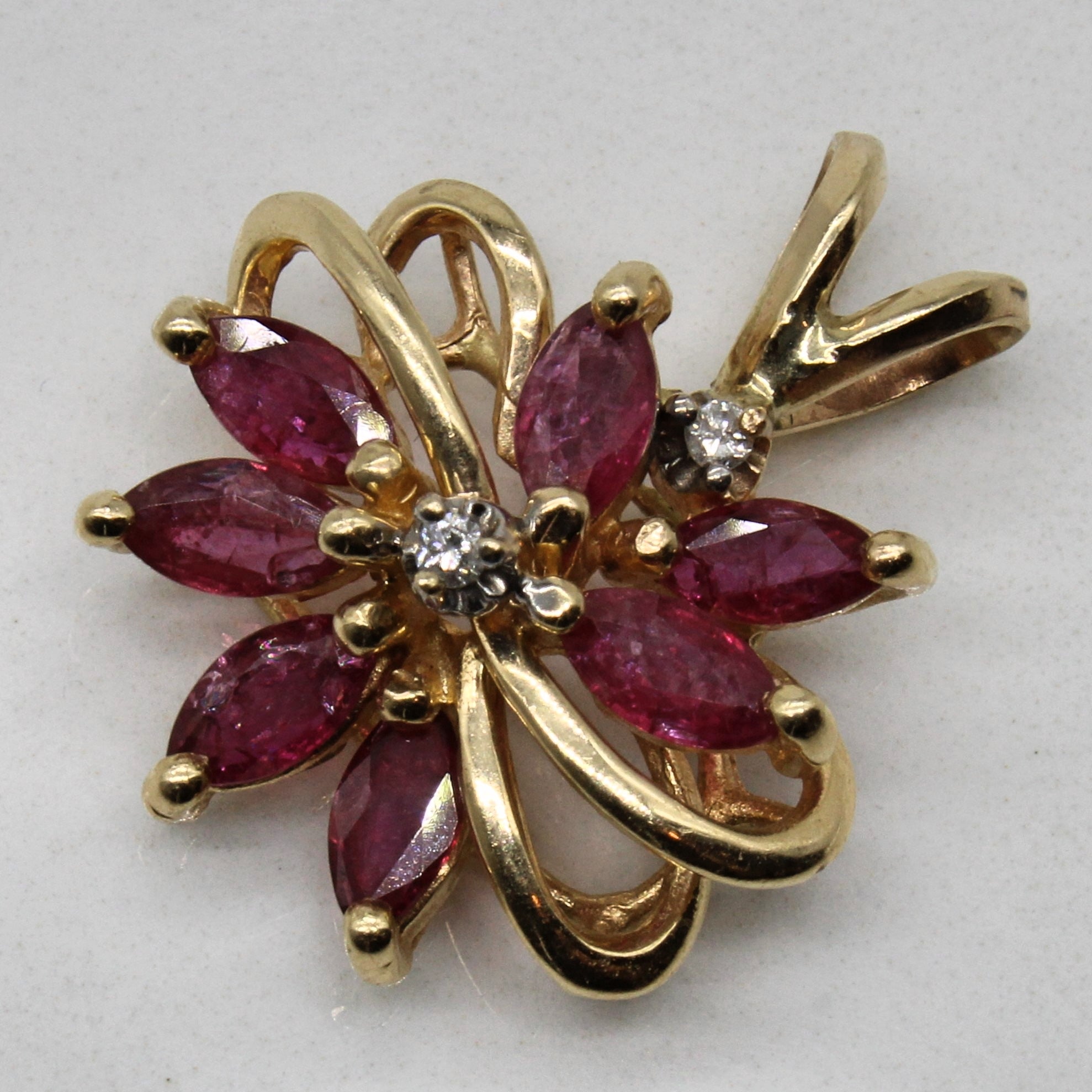 Synthetic Ruby & Diamond Pendant | 1.05ctw, 0.03ctw |