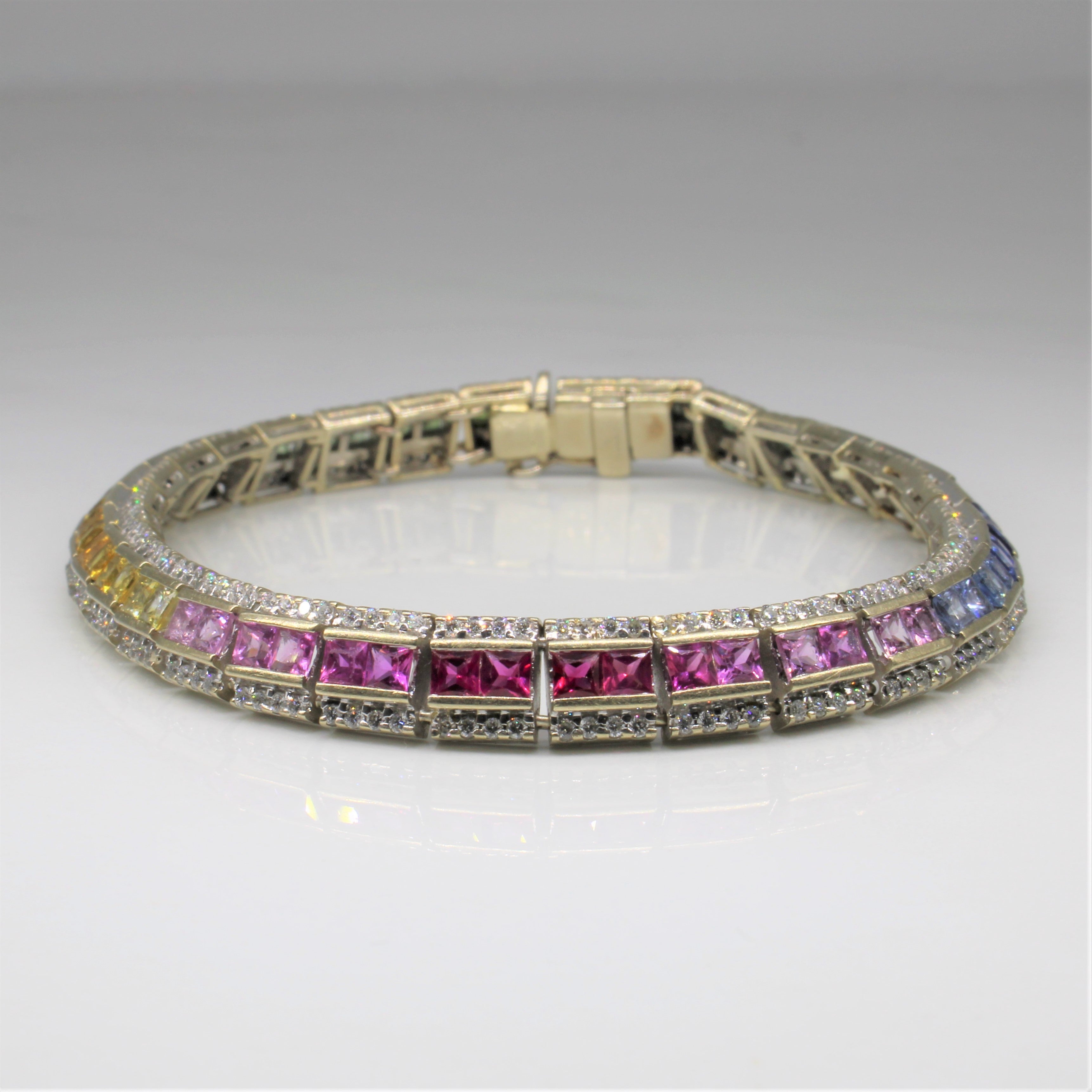 Rainbow Sapphire Gemstone Bracelet | 9.00ctw, 1.28ctw | 7.75" |