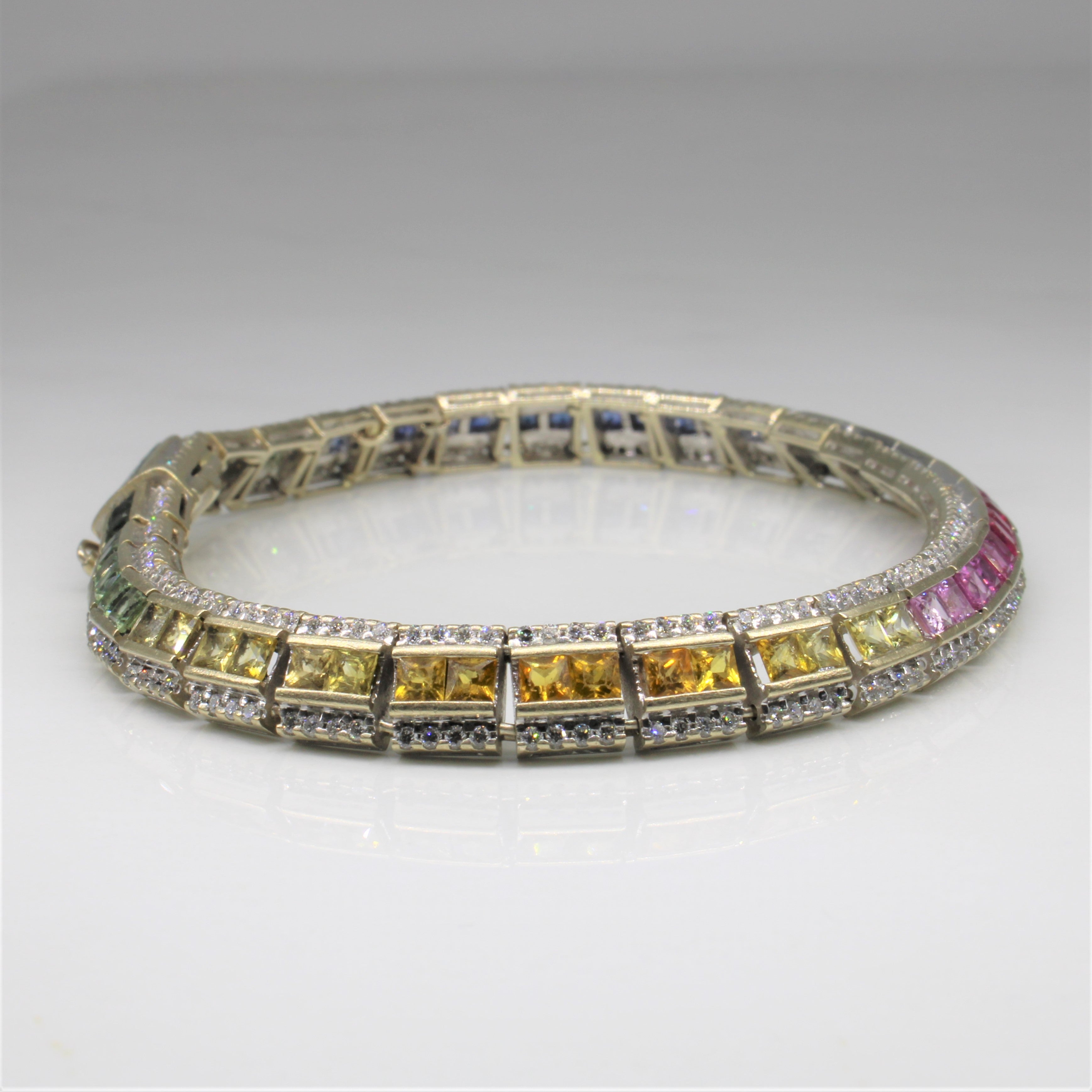 Rainbow Sapphire Gemstone Bracelet | 9.00ctw, 1.28ctw | 7.75" |