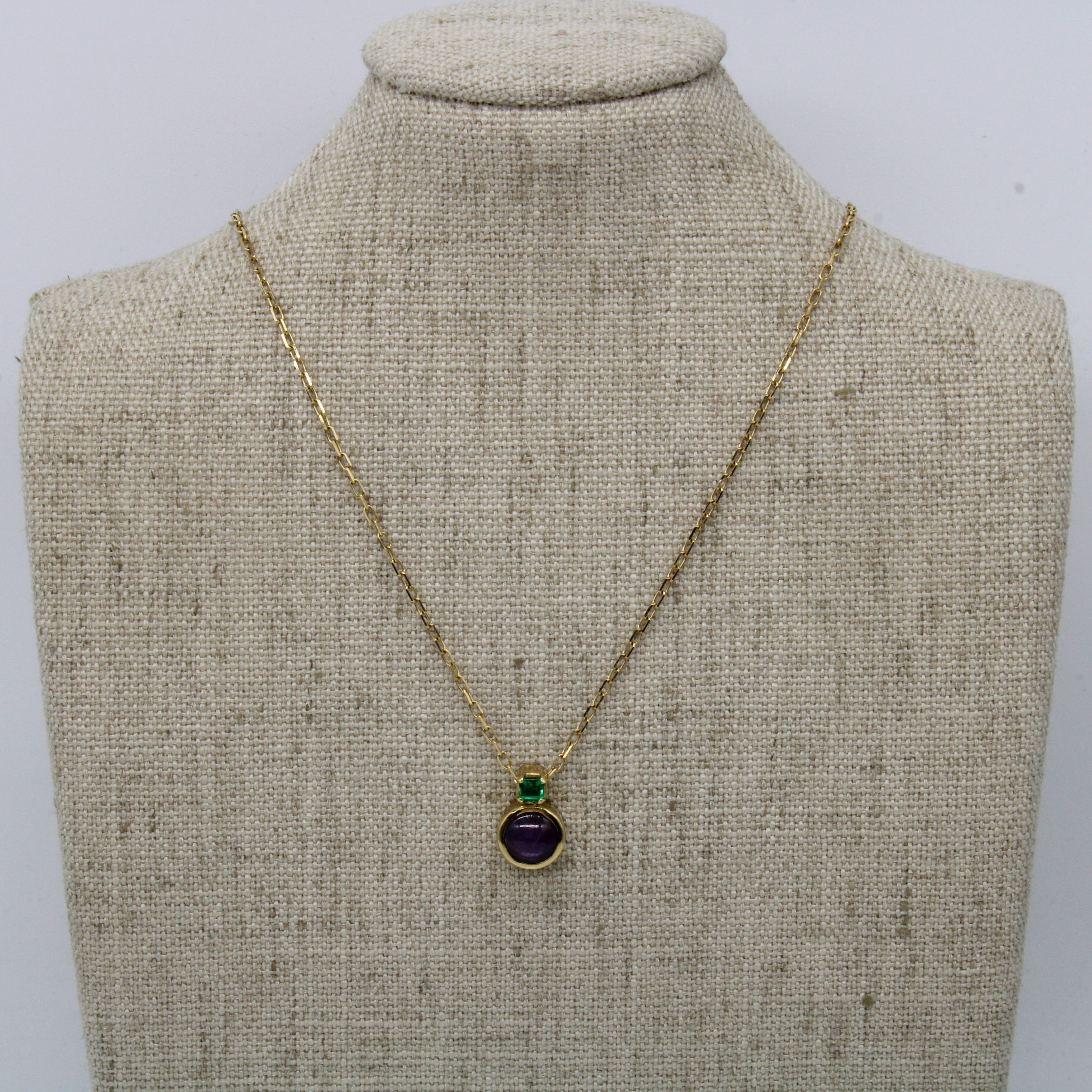 Star Ruby & Synthetic Emerald Necklace | 1.90ct, 0.10ct | 17" |