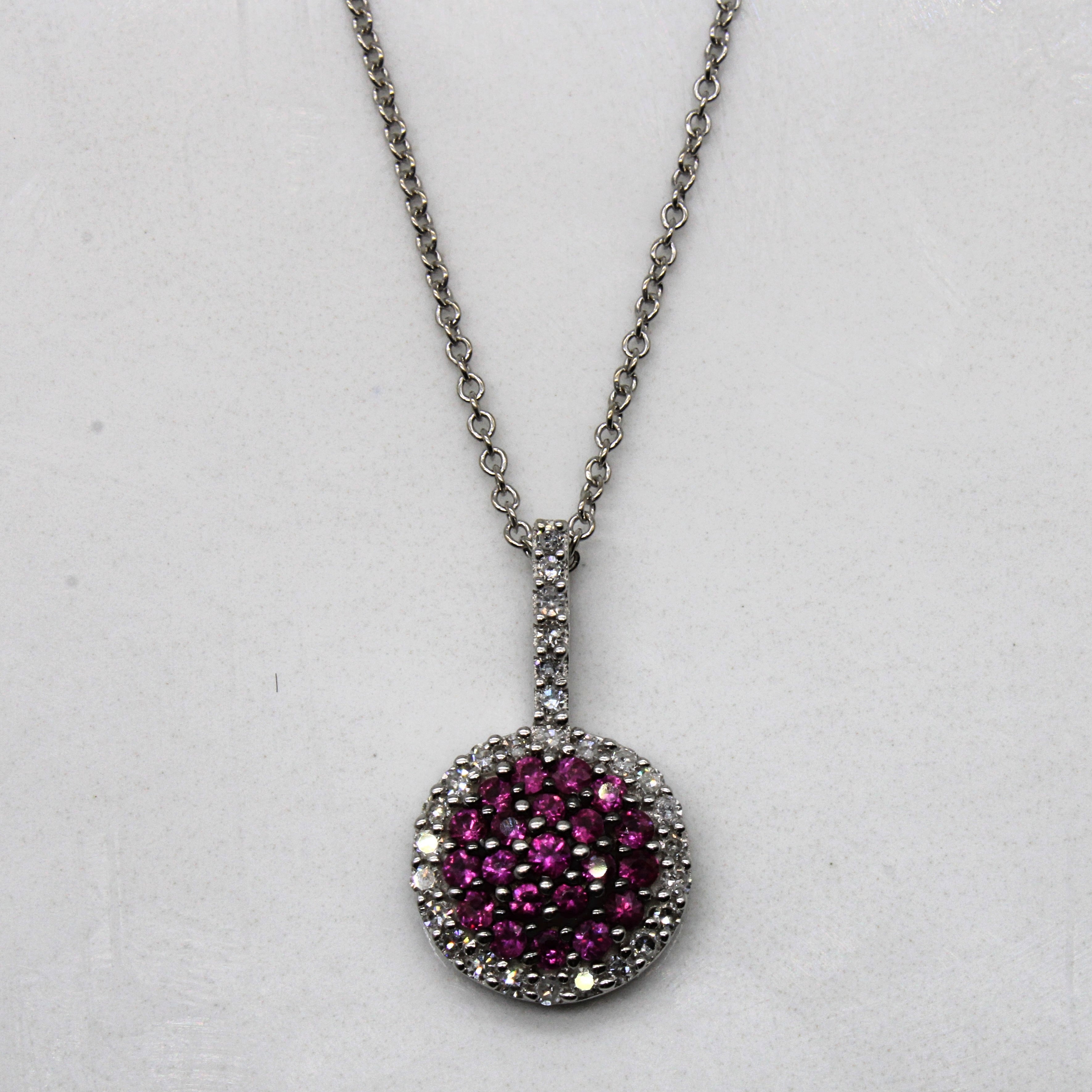 Synthetic Ruby & Diamond Necklace | 0.42ctw, 0.14ctw | 16" |