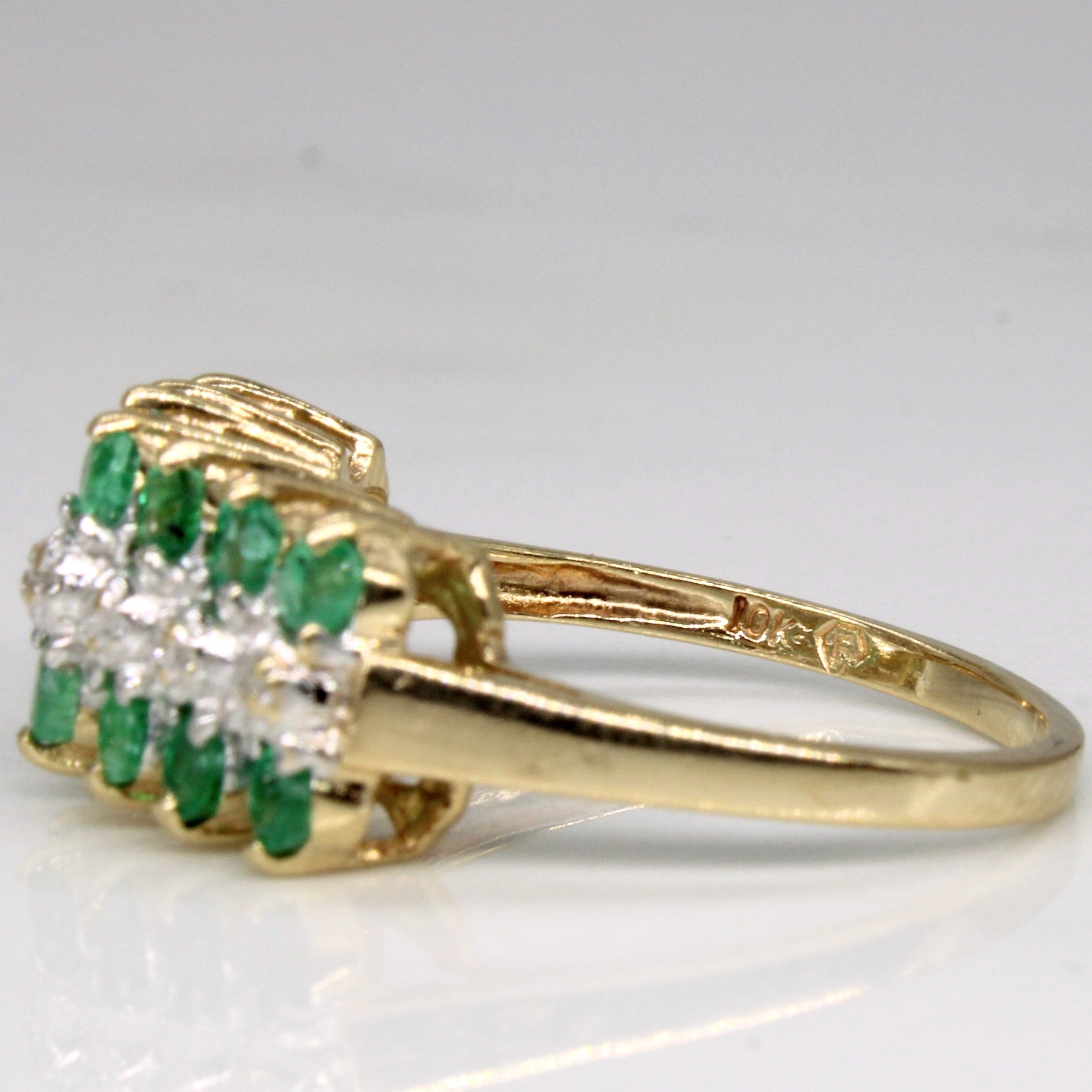 Emerald & Diamond Illusion Set Ring | 0.50ctw, 0.02ctw | SZ 6 |