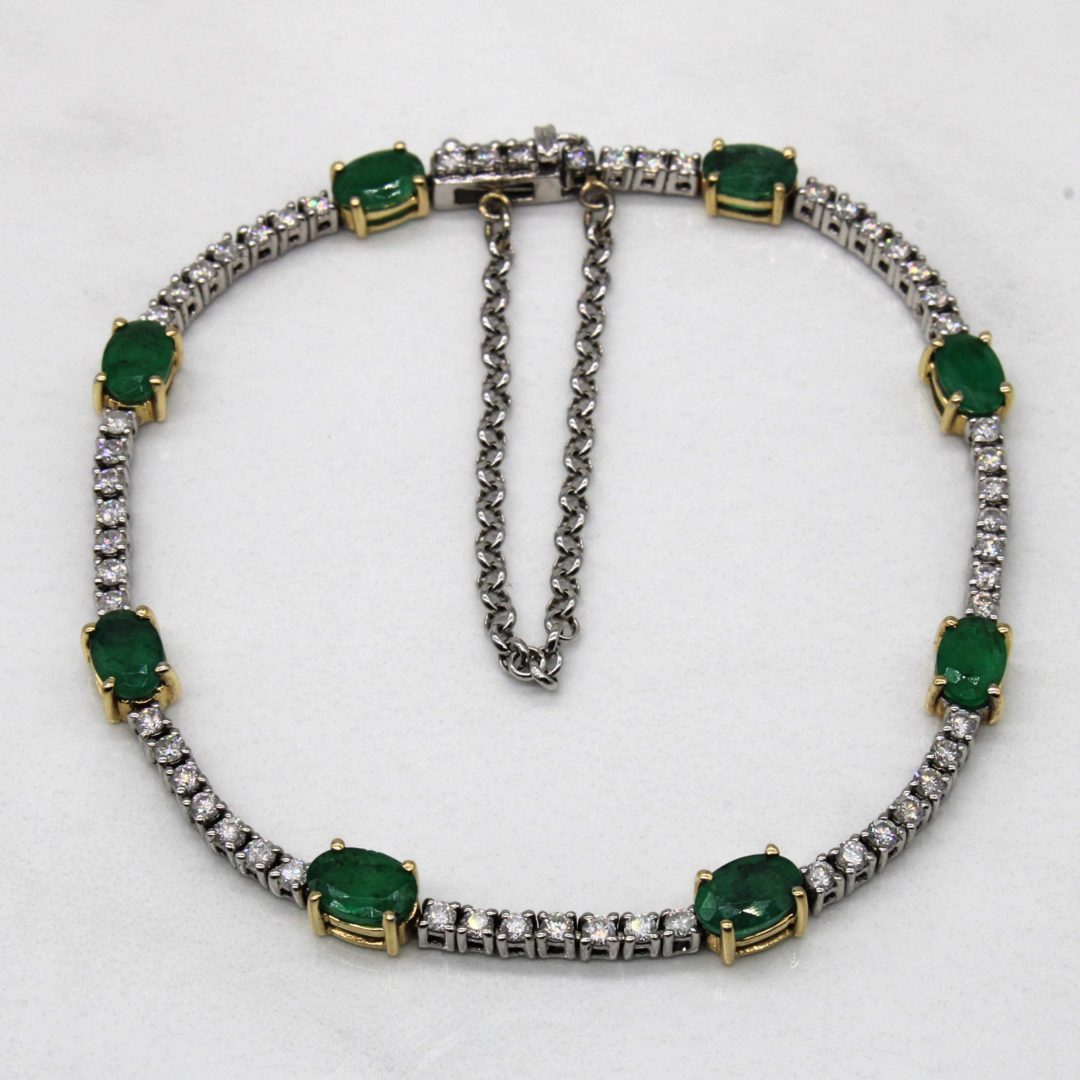Emerald & Diamond Tennis Bracelet | 3.55ctw, 1.00ctw | 7" |
