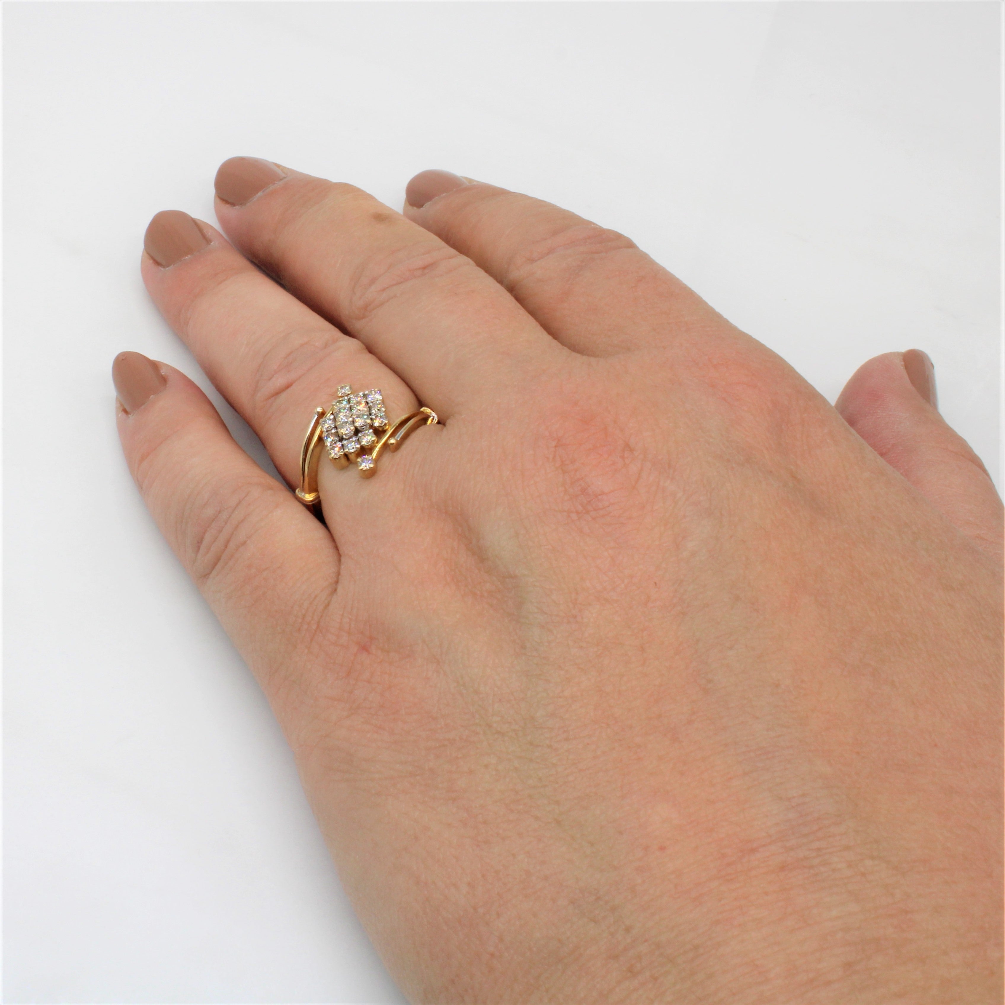 Diamond Flare Bypass Ring | 0.40ctw | SZ 7 |