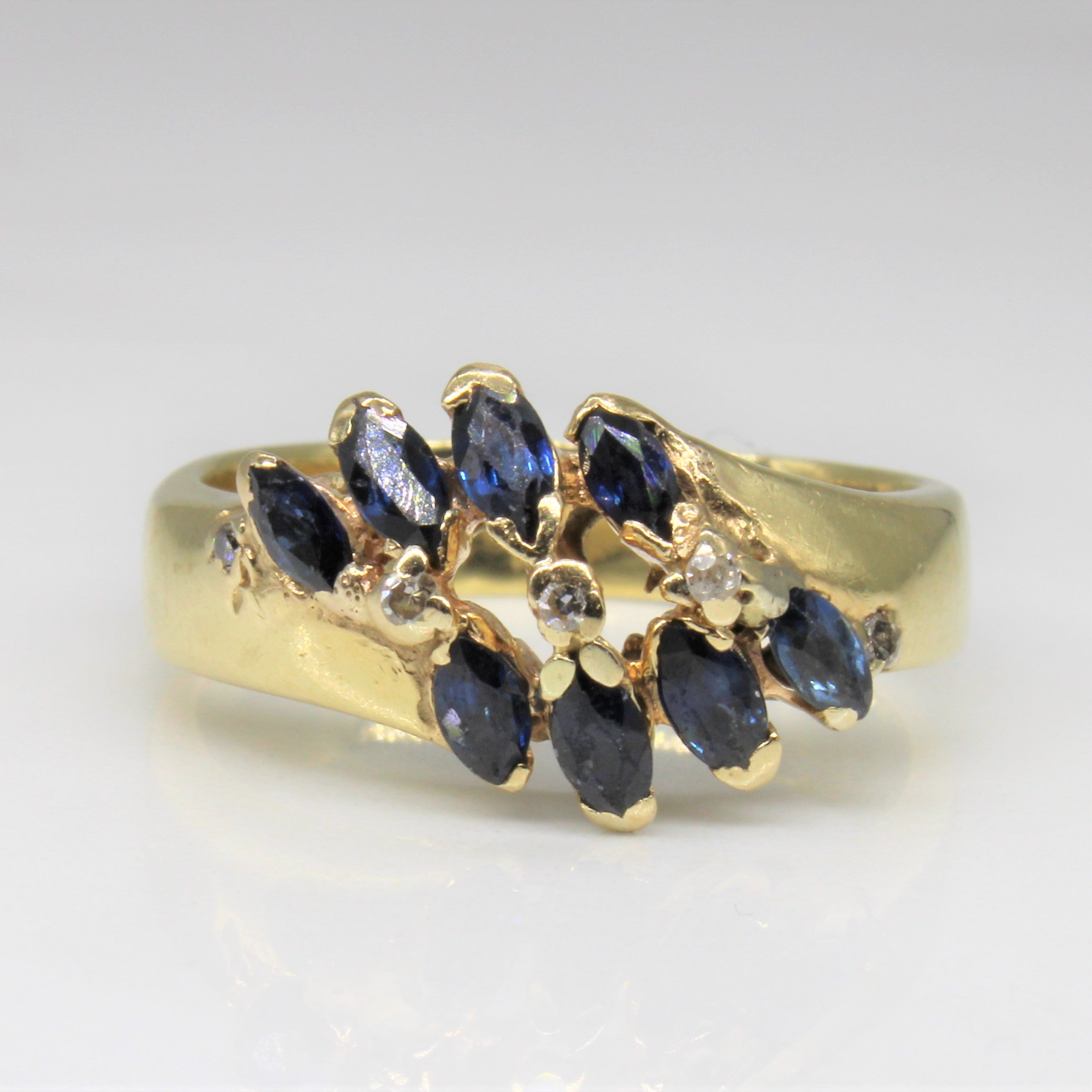 Sapphire & Diamond Bypass Ring | 0.60ctw, 0.05ctw | SZ 8.5 |