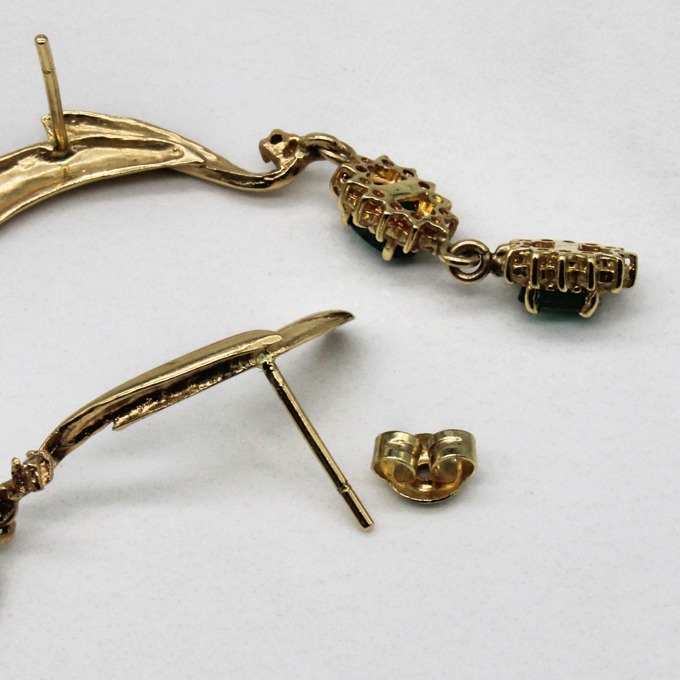 Emerald & Diamond Drop Earrings | 0.68ctw, 0.24ctw |