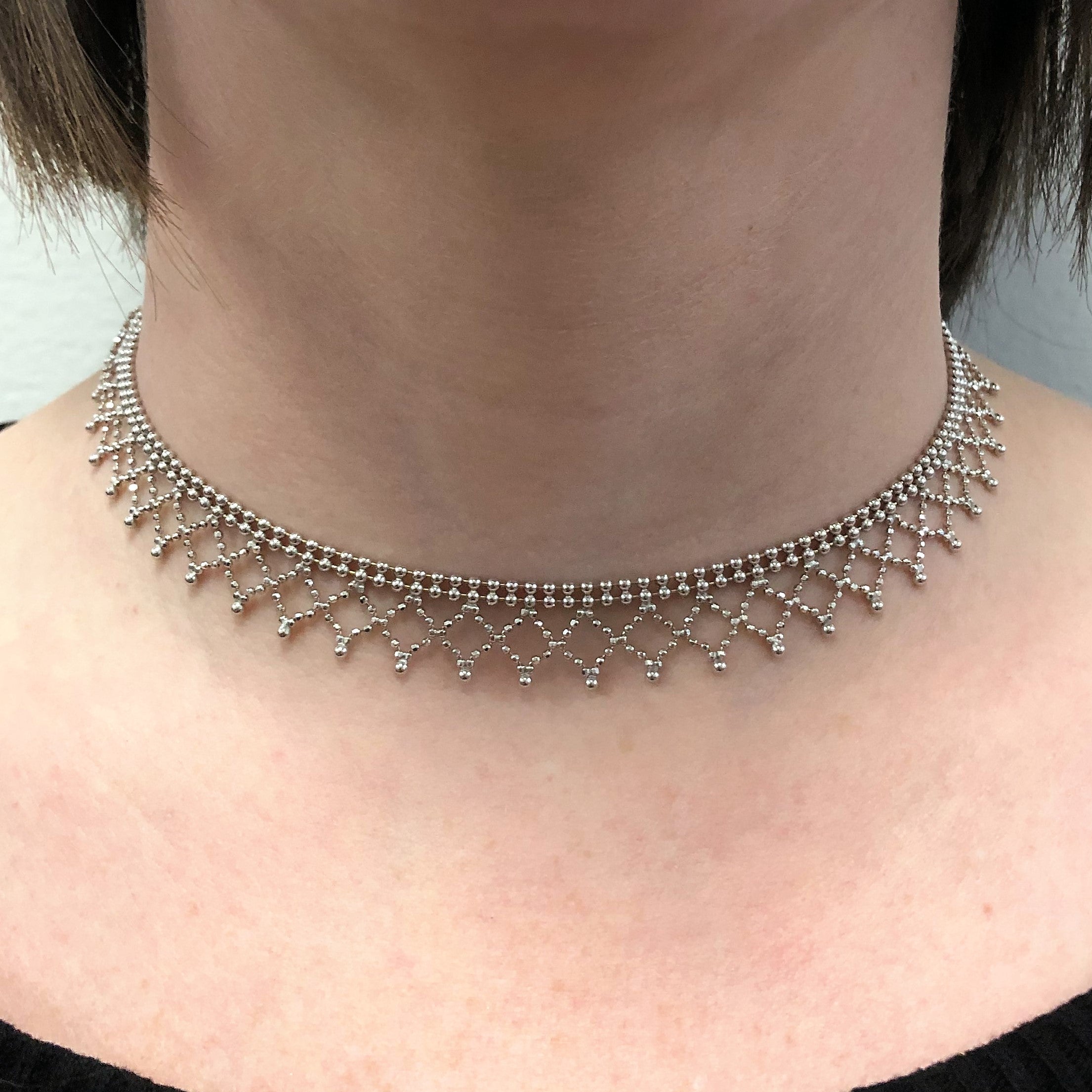 Collier ras du cou en perles filigranées | 14" |