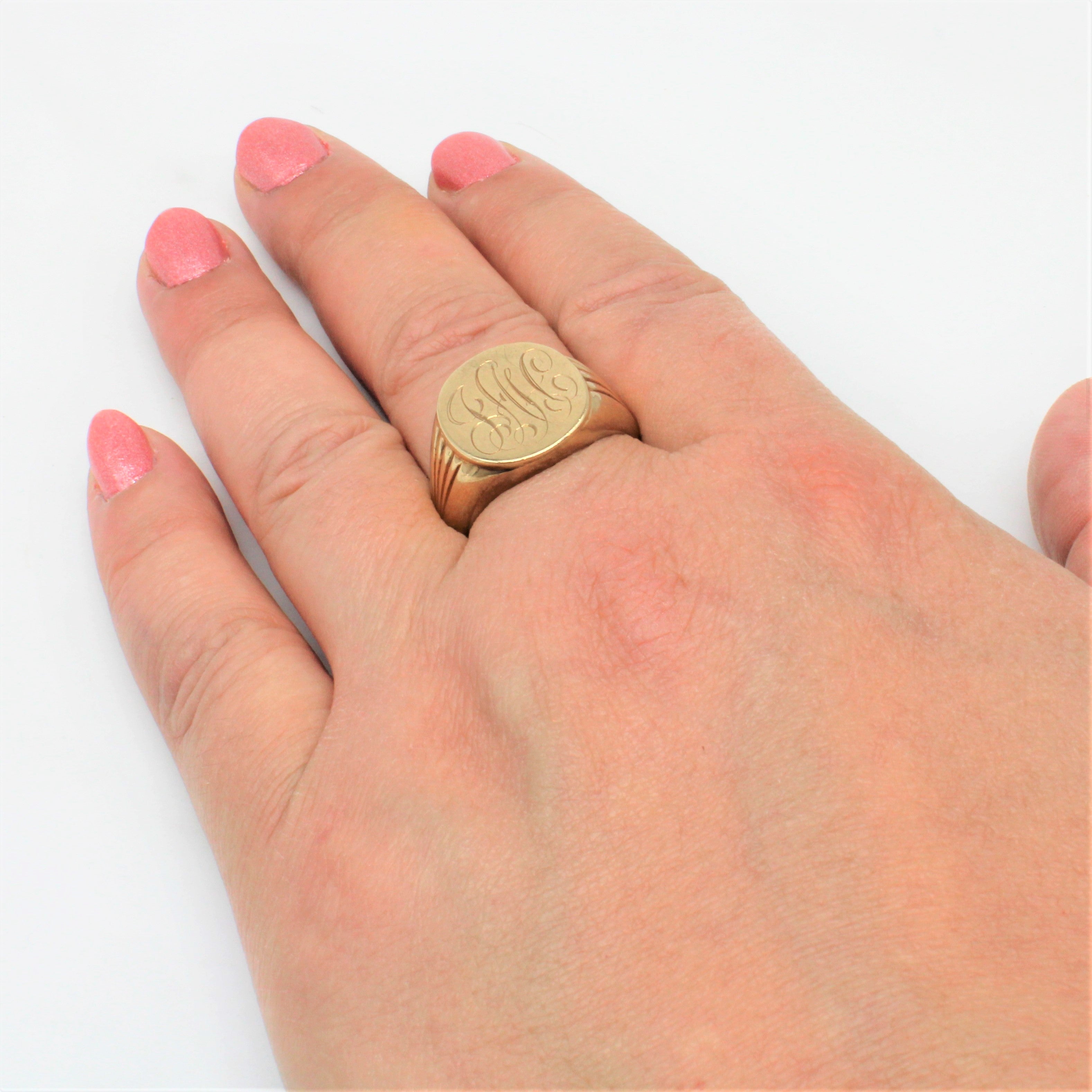 Engraved Initial 'JAH' Signet Ring | SZ 10.25 |