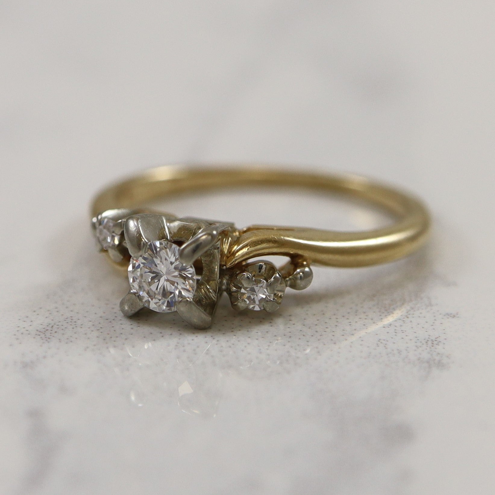 Three Stone Bypass Cathedral Ring | 0.23ctw | SZ 6 |