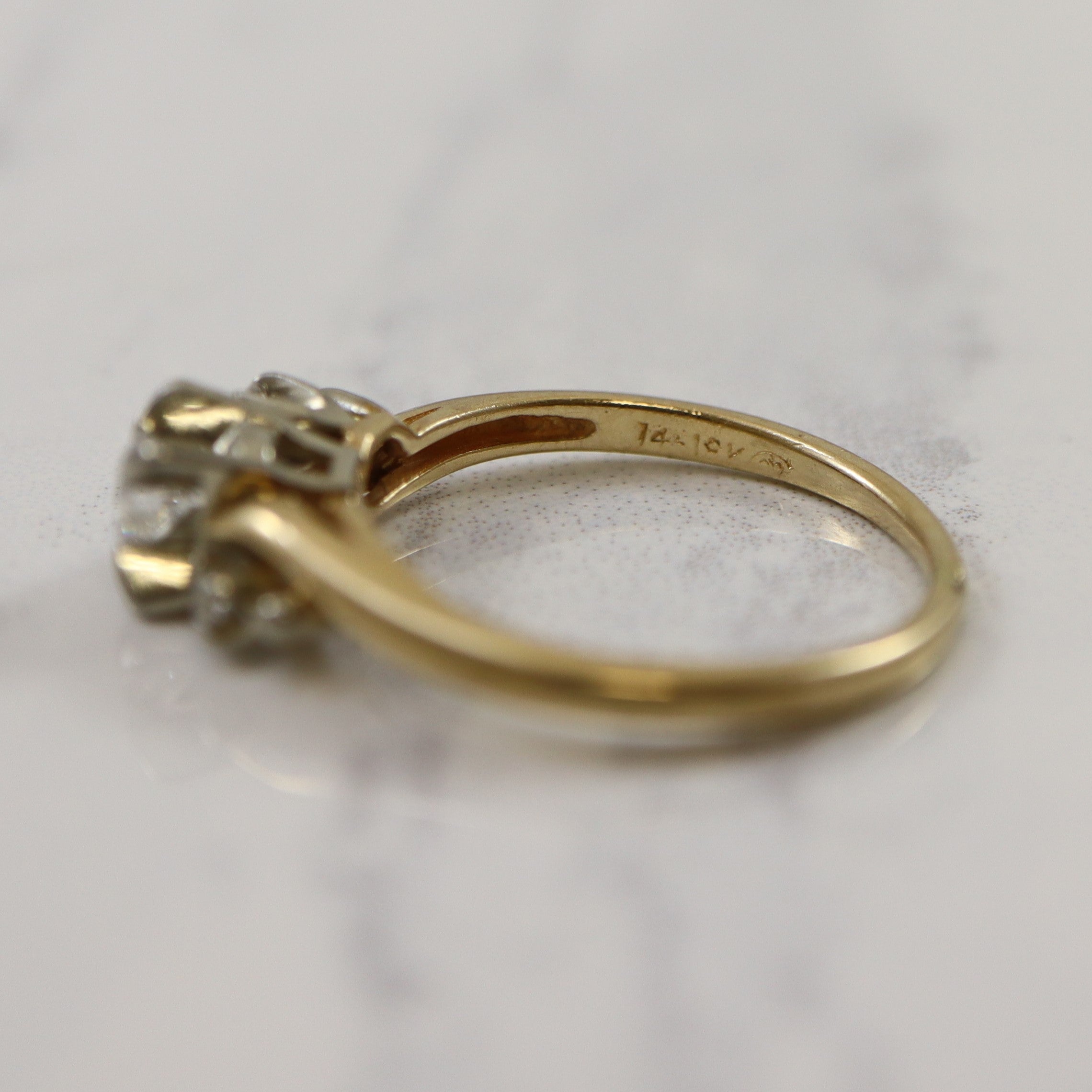 Three Stone Bypass Cathedral Ring | 0.23ctw | SZ 6 |
