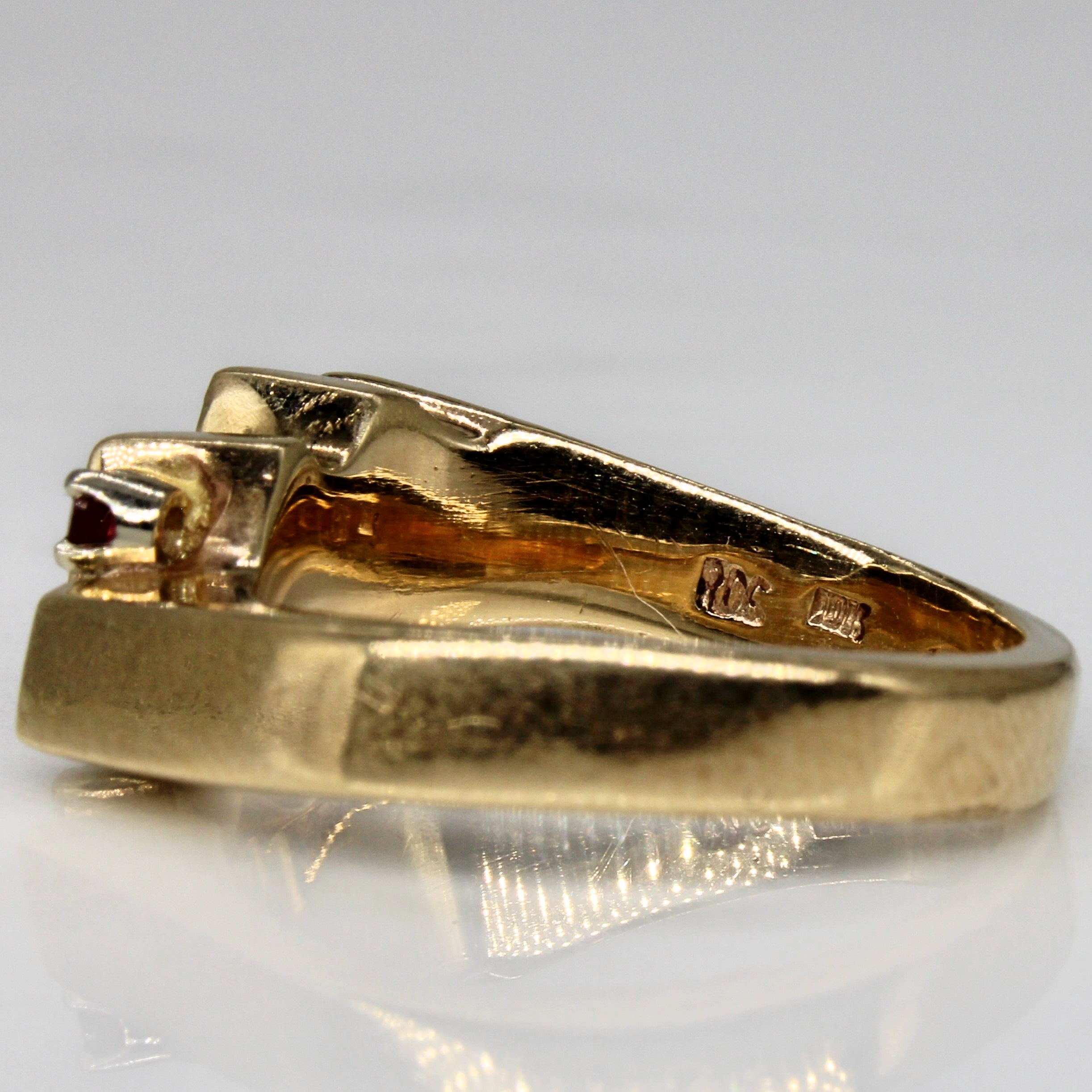 Pearl & Synthetic Ruby Abstract Ring | 0.07ctw | SZ 7.5 |