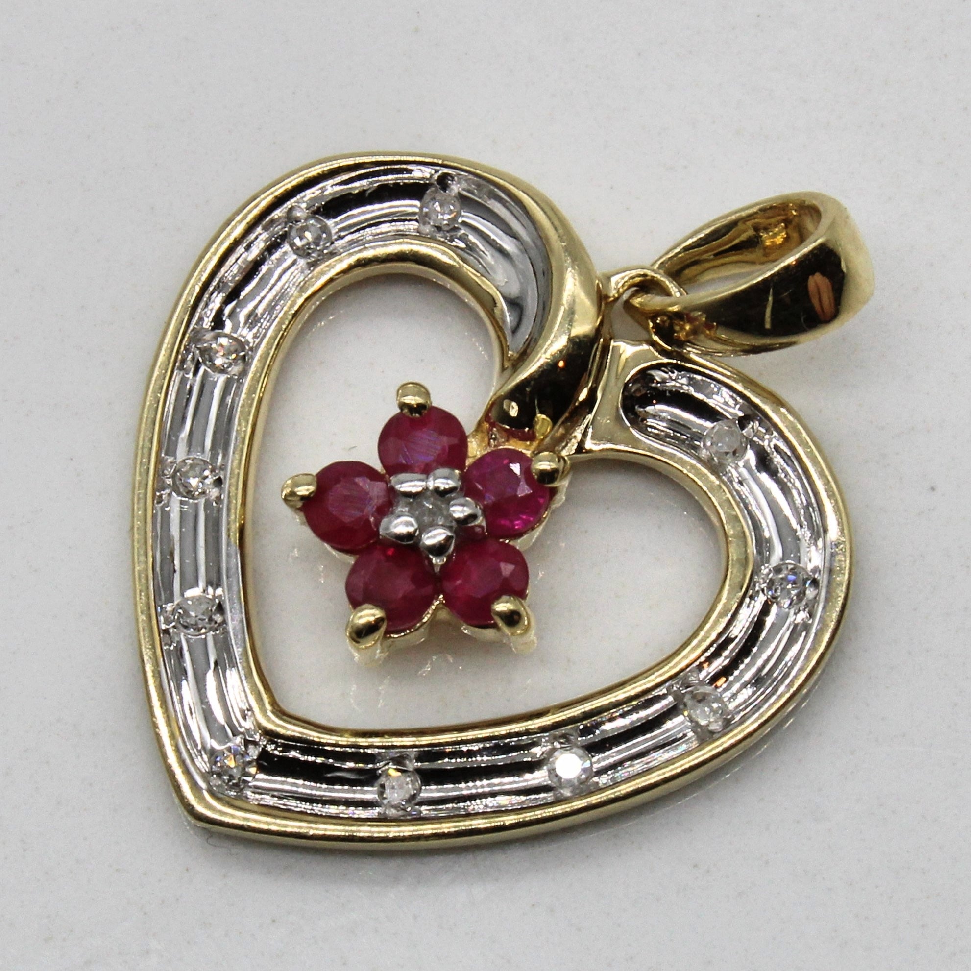 Ruby & Diamond Heart Pendant | 0.15ctw, 0.05ctw |