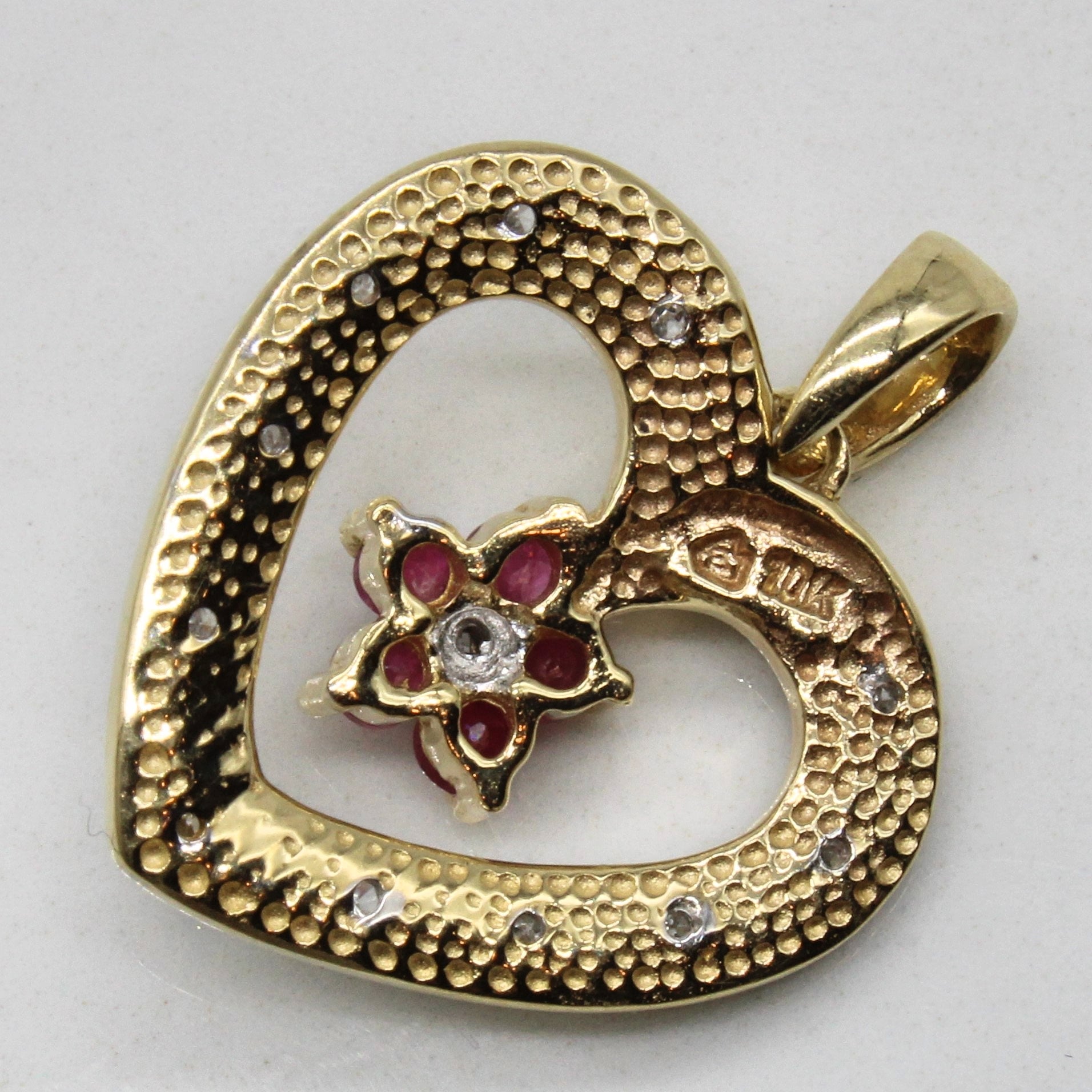 Ruby & Diamond Heart Pendant | 0.15ctw, 0.05ctw |