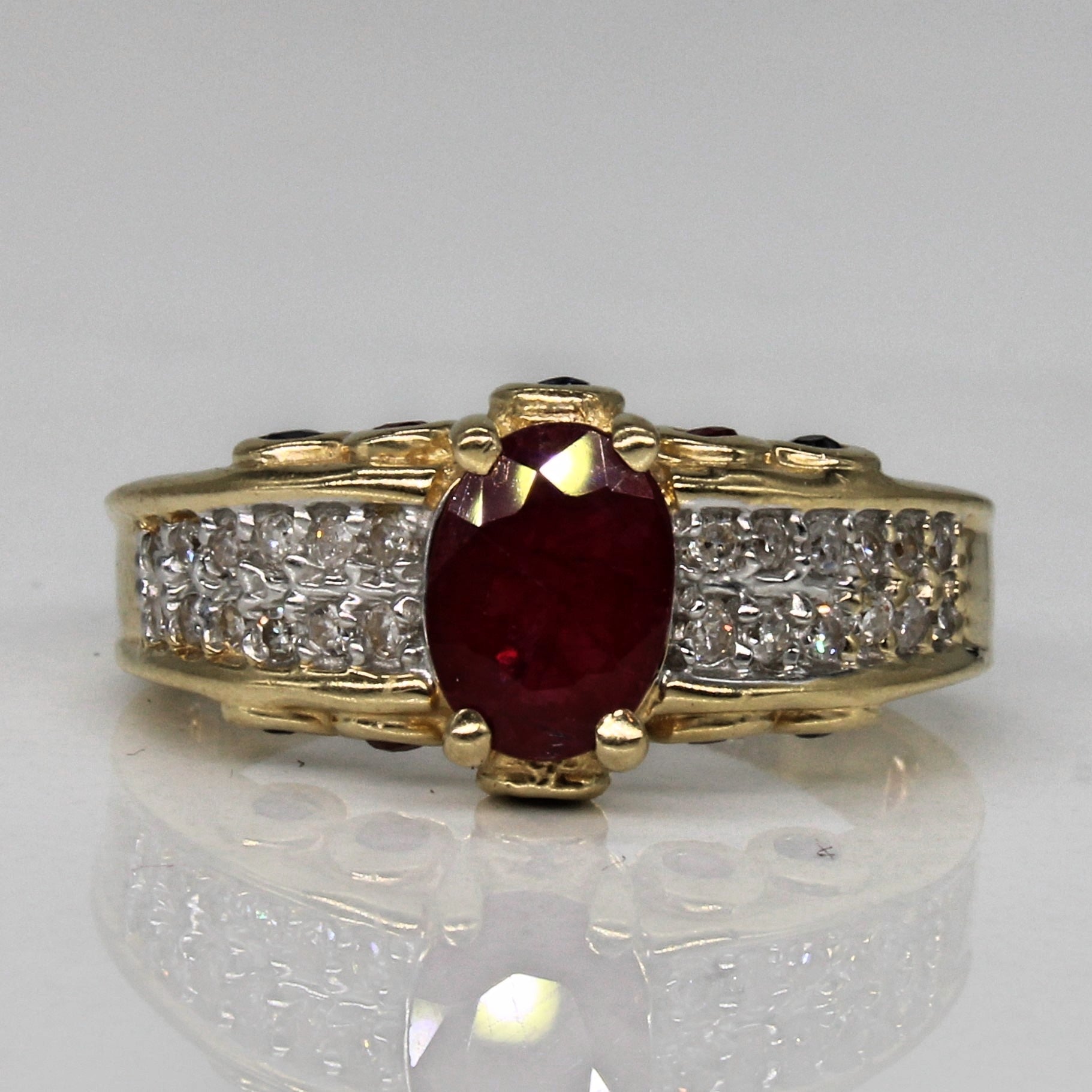 Multi Gem Engagement Ring | 0.95ctw | SZ 5 |