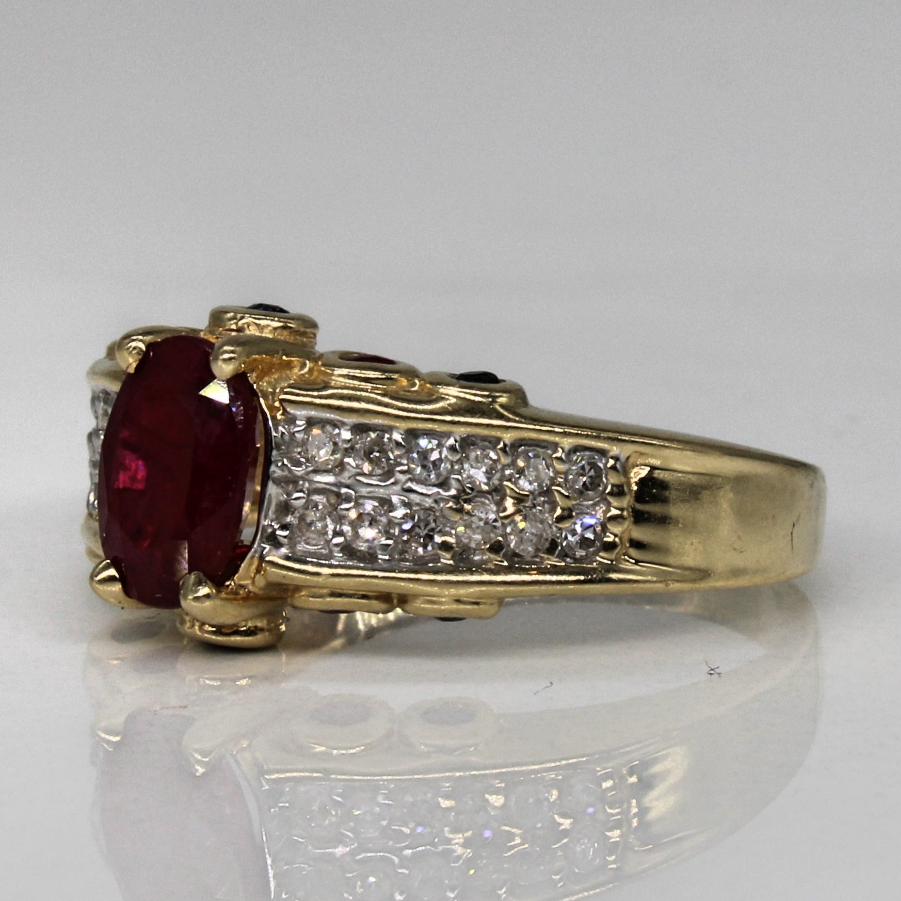 Multi Gem Engagement Ring | 0.95ctw | SZ 5 |